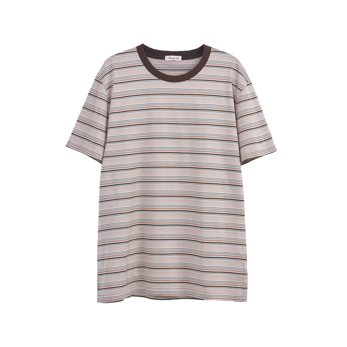 아마이유우츠 데미지 글림 스트라이프 티 베이지(Amaiyuutsu Damaged Gleam Stripe Tee Beige)