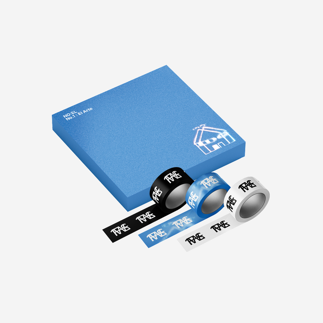 노엘 <No.1 : El Arte> 사각 메모지 & 마스킹 테이프 세트(NO:EL <No.1 : El Arte> Square Memo & Masking Tape Set)