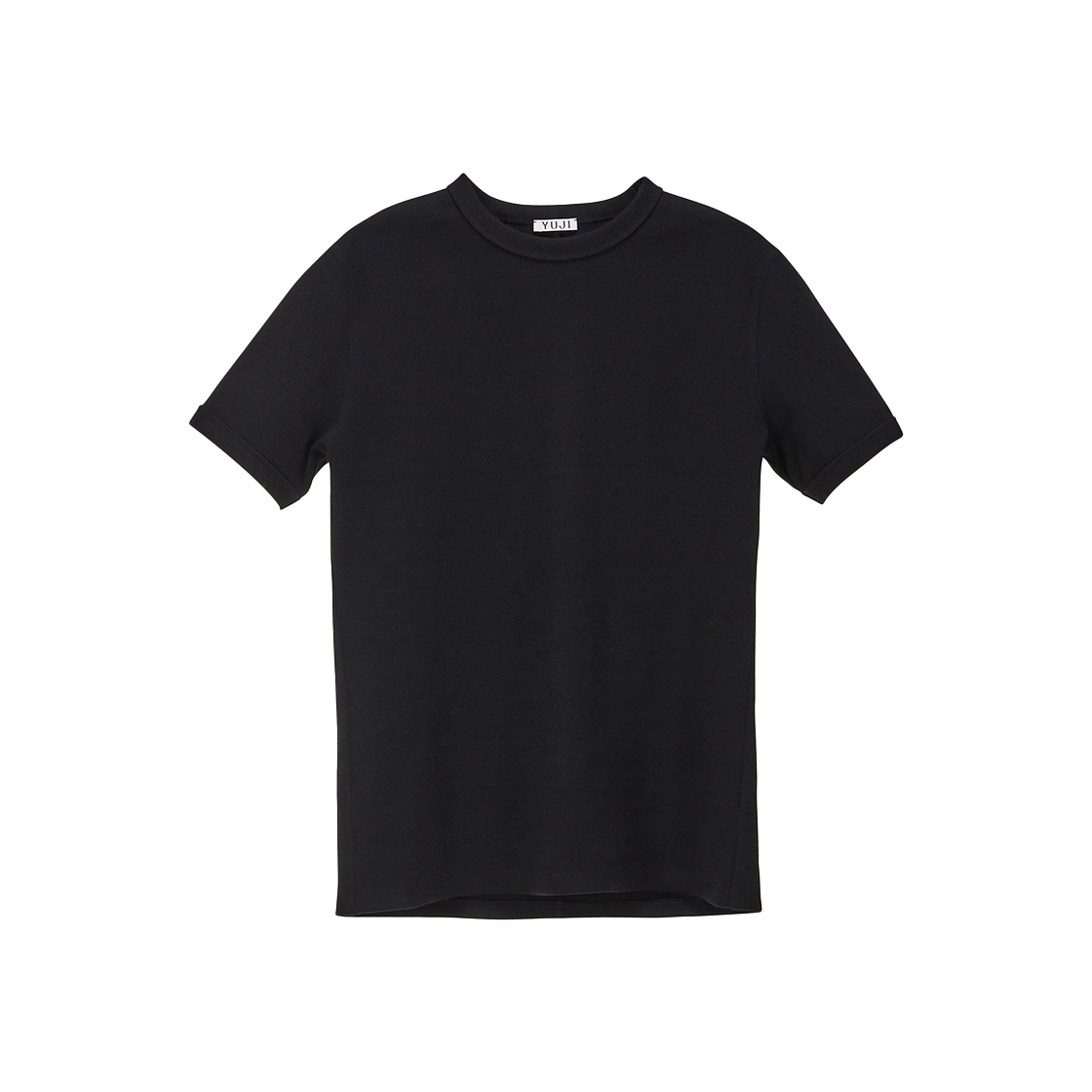 YJ0424_04 YUJI Logo Printed Fitted Top Black