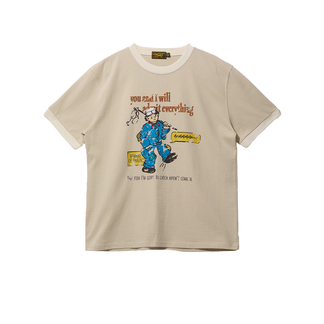 25SMTS043BG Ogarp Marine boy Printing Stripe Tee Beige