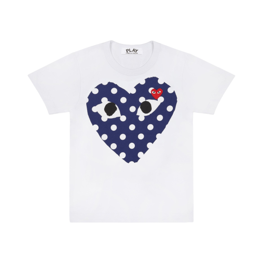 Play Comme des Garcons Red Heart Printed Blue Heart T-Shirt White
