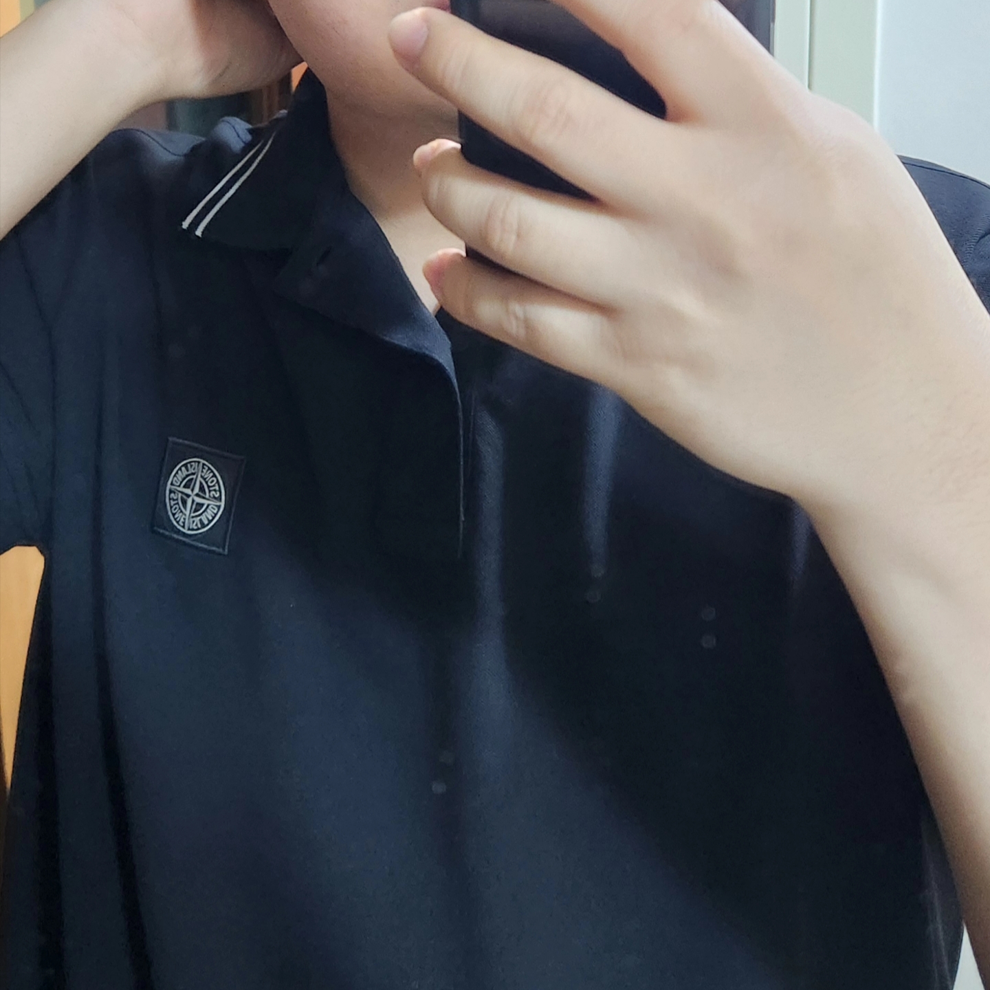 Stone Island 22002SC Organic Cotton Elastane Pique Patch Slim Fit  Polo Shirt Black - 25SS 착용 스타일 - 1