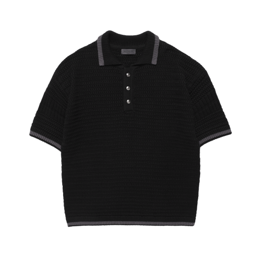 HVRSCWA201BKA Vonvat Pullover Point Collar Short Knit Black