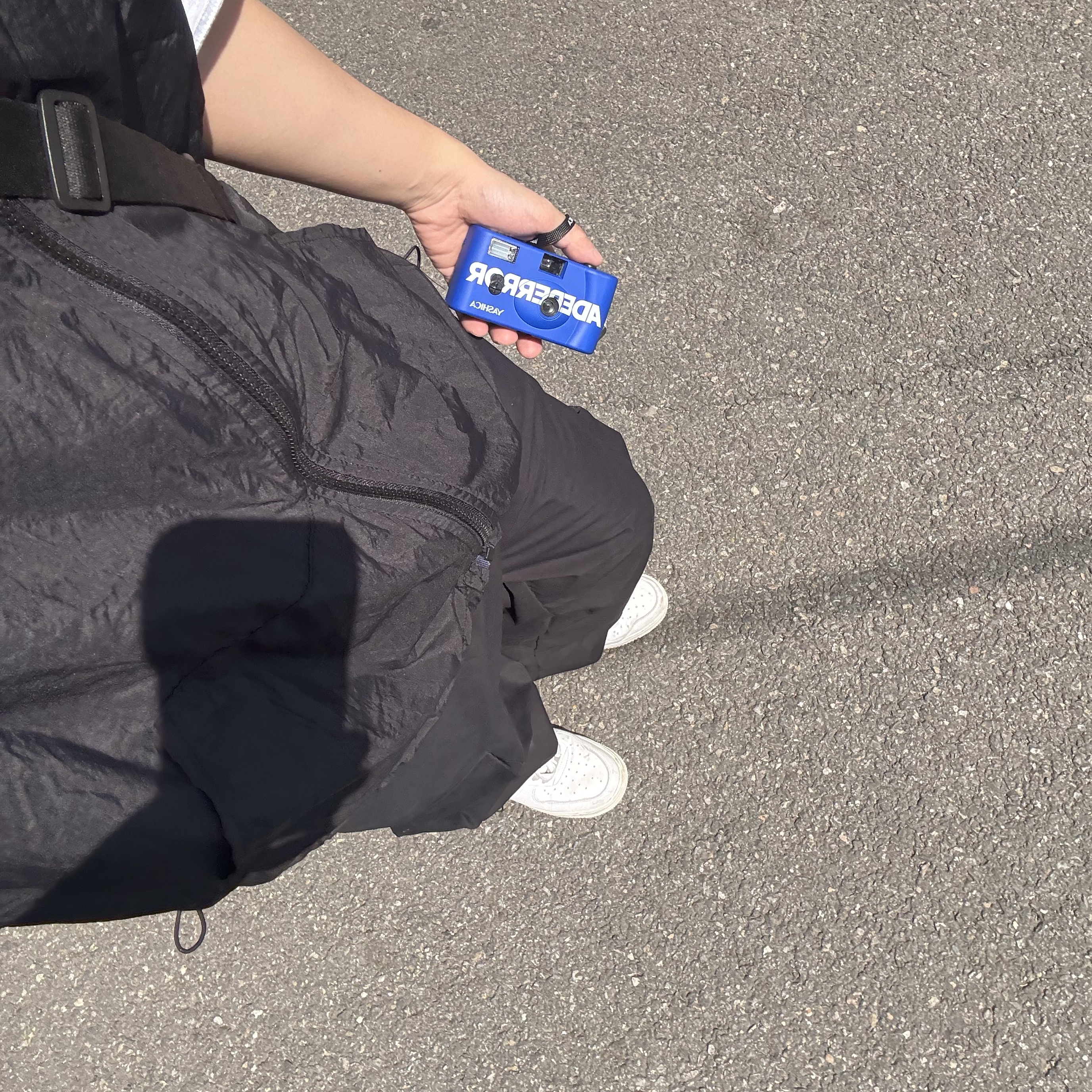 Ader Error Standic MF-1 Camera Z-Blue, Nike Air Force 1 '07 Low White 착용 스타일