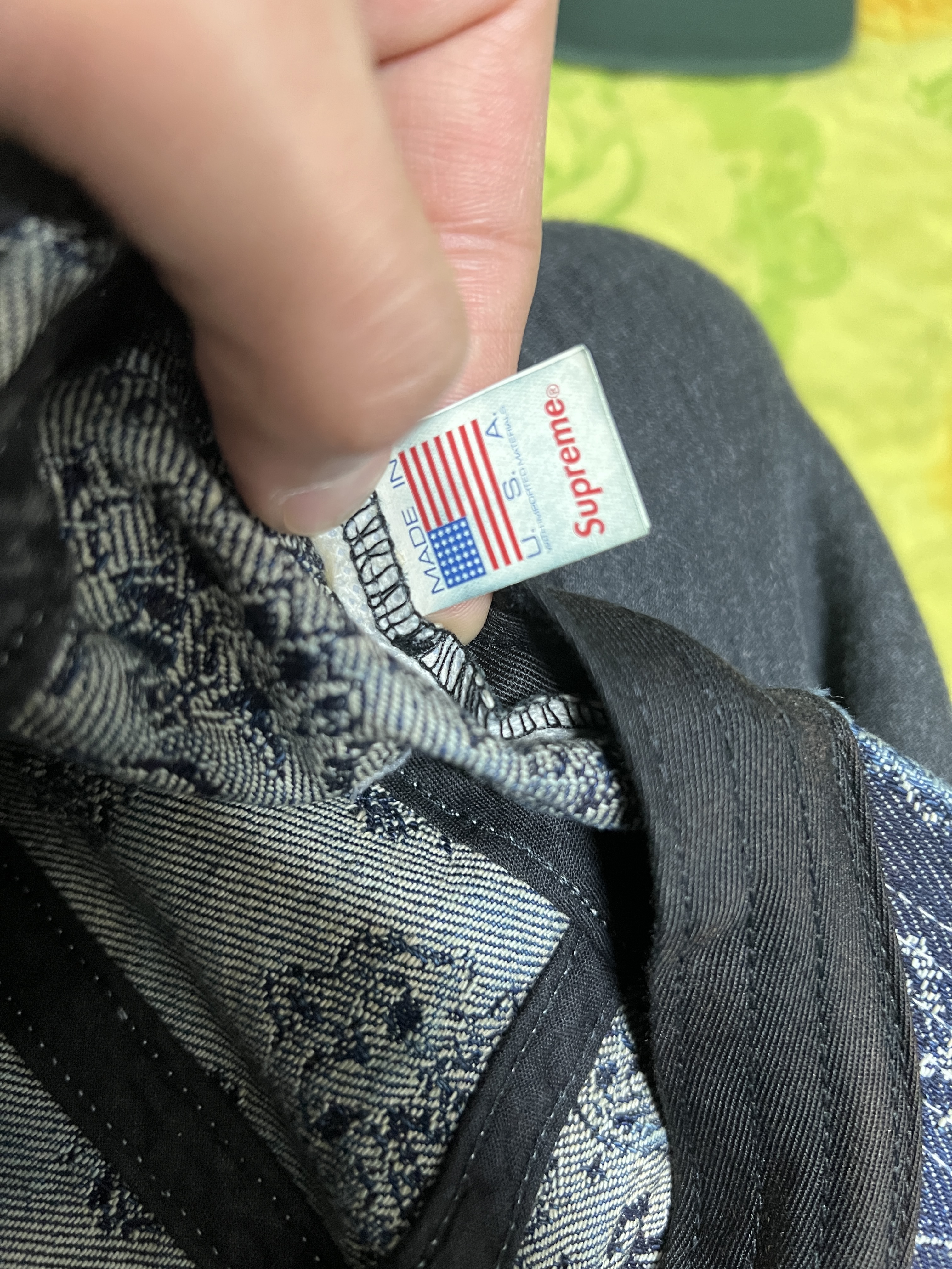 Supreme Bandana Jacquard Denim Camp Cap Blue - 25SS 착용 스타일 - 6
