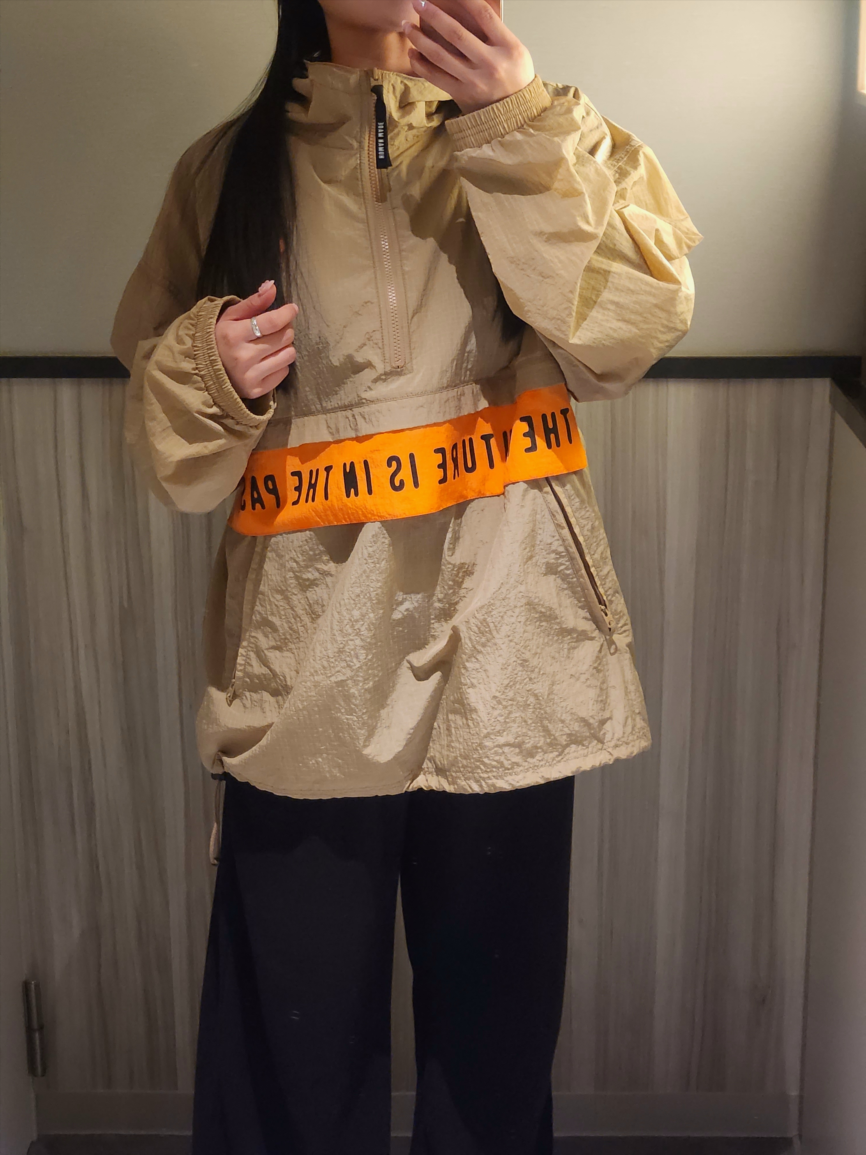Human Made Anorak Parka Beige 착용 스타일