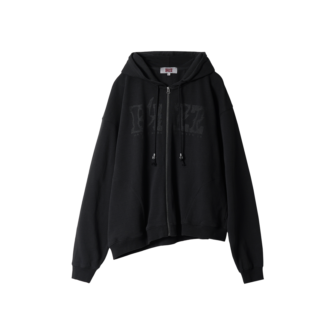 멜로우 리즈 언발란스 후드 집업 블랙(MELLOW Rizz Unbalance Hood Zip-Up Black)