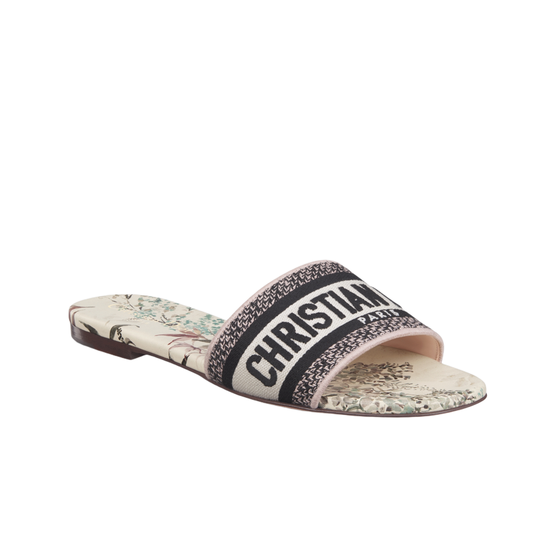 (W) 디올 디웨이 슬라이드 자수 코튼 앤 밀레피오리 모티프 누드 화이트((W) Dior Dway Slide Embroidered Cotton and Millefiori Motif Nude White) - 2