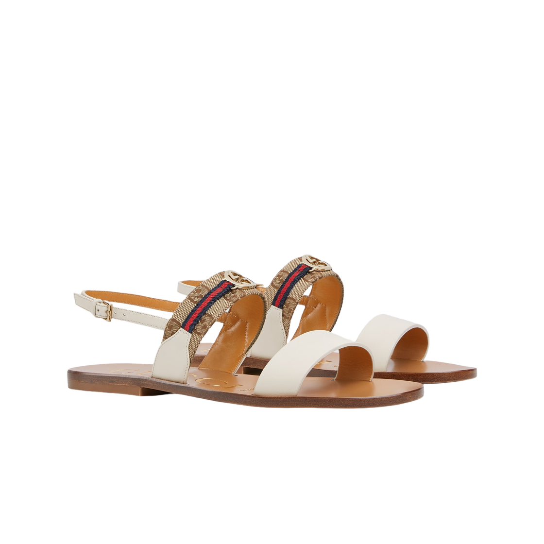 (W) 구찌 샌들 인터로킹 G 앤 웹 화이트((W) Gucci Sandal with Interlocking G and Web White) - 2