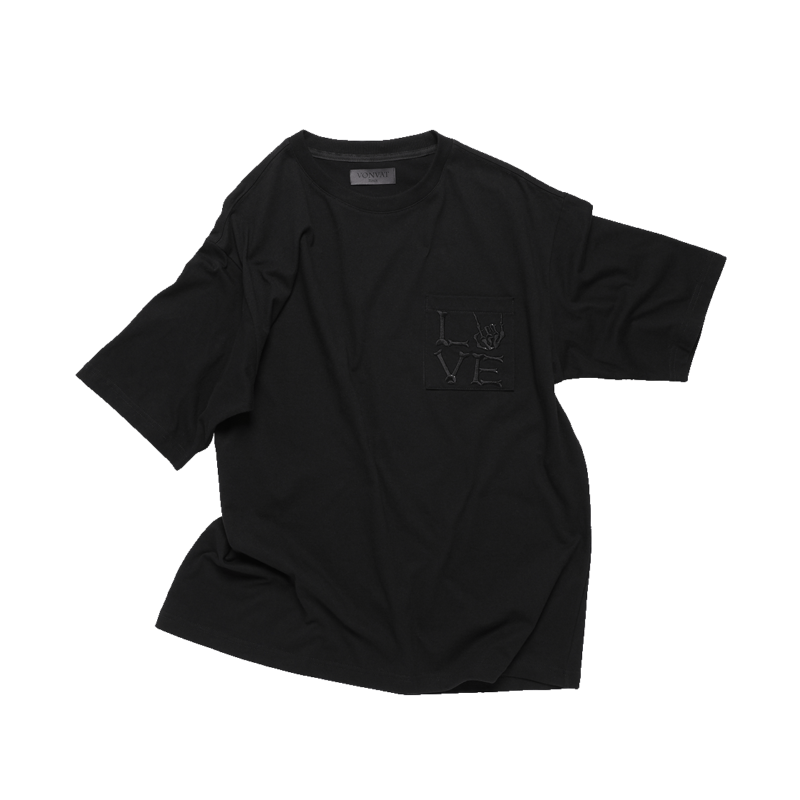 HVRSCTH304BKA Vonvat Front Heart Pocket Short Sleeved Black