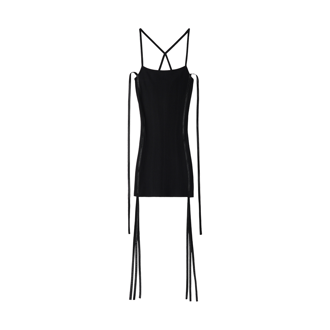 멜로우 콘트라스트 스트링 미니 드레스 블랙(MELLOW Contrast String Mini Dress Black)