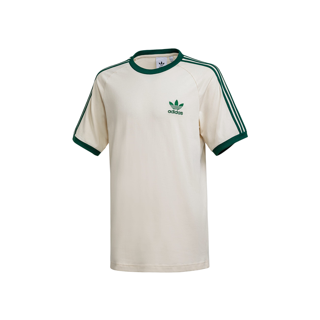 아디다스 아디컬러 클래식 삼선 티셔츠 원더 화이트 컬리지에이트 그린 - KR 사이즈(Adidas Adicolor Classic 3-Stripes T-Shirt Wonder White Collegiate Green - KR Sizing)