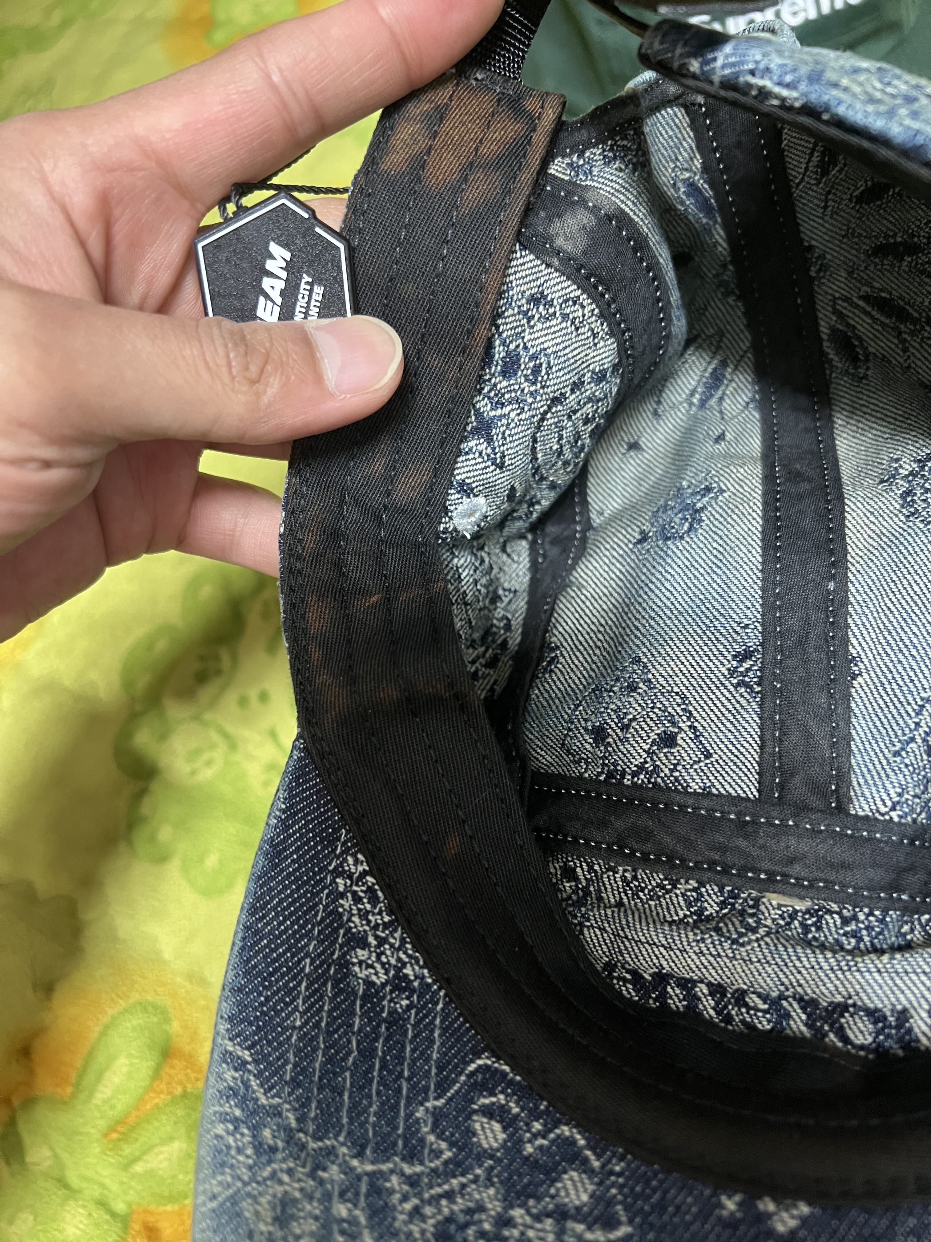 Supreme Bandana Jacquard Denim Camp Cap Blue - 25SS 착용 스타일 - 2