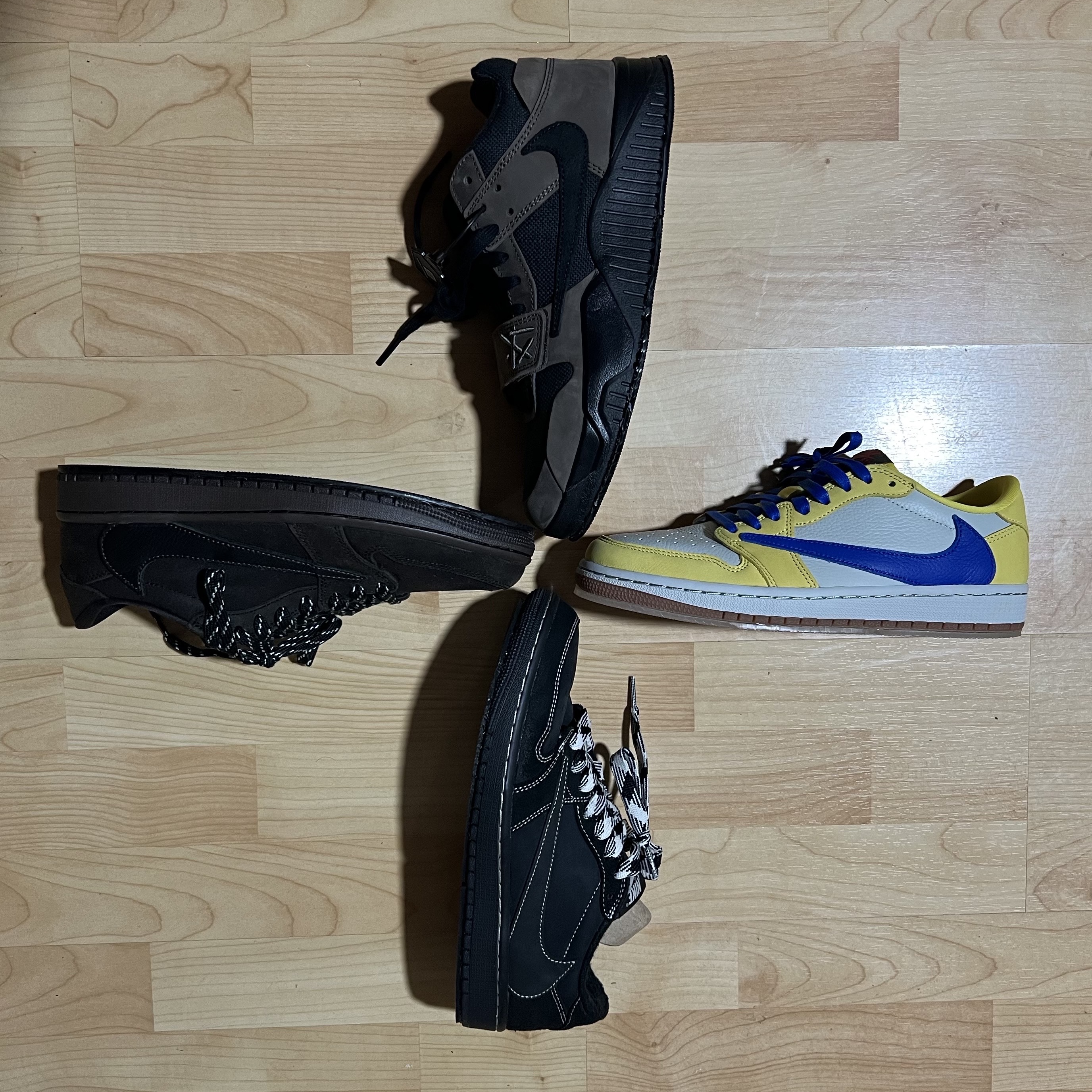 Jordan x Travis Scott Jumpman Jack TR Black and Dark Mocha, Jordan 1 x Travis Scott Retro Low OG SP Velvet Brown and Dark Mocha 착용 스타일