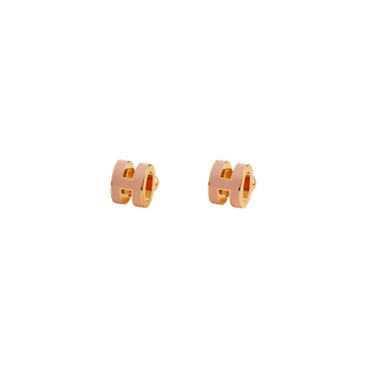 (W) Hermes Mini Pop H Earrings & Yellow Gold Rose Eglantine