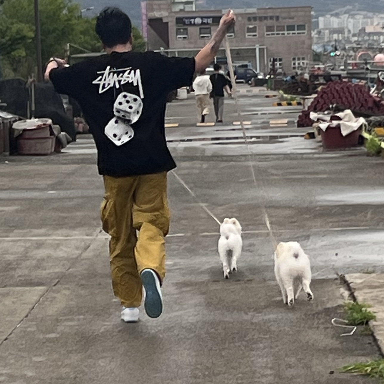 Stussy Fuzzy Dice T-Shirt Black 착용 스타일 - 2