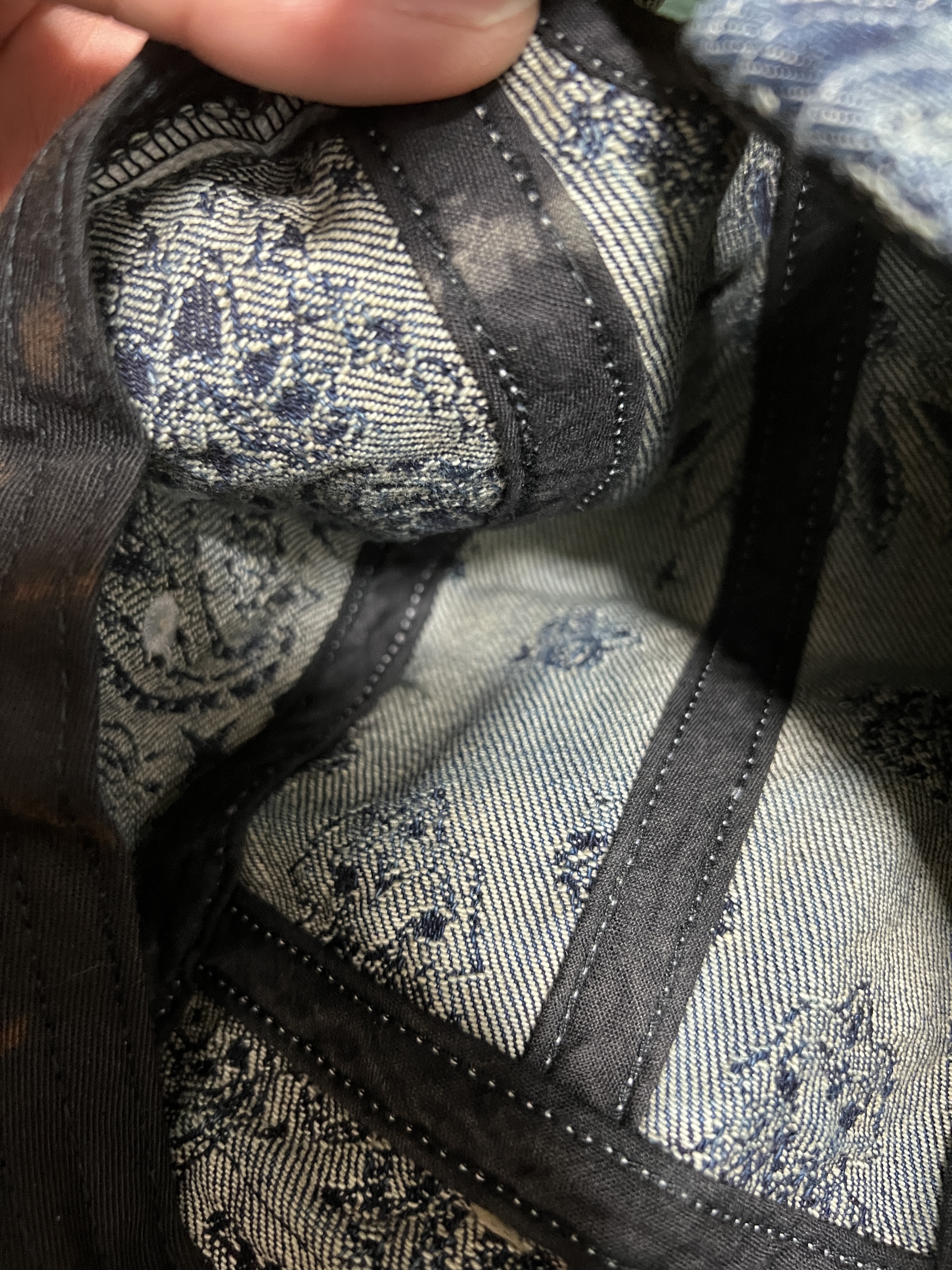 Supreme Bandana Jacquard Denim Camp Cap Blue - 25SS 착용 스타일 - 3