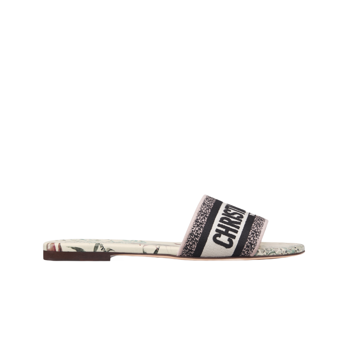KCQ209FED-S58U (W) Dior Dway Slide Embroidered Cotton and Millefiori Motif Nude White