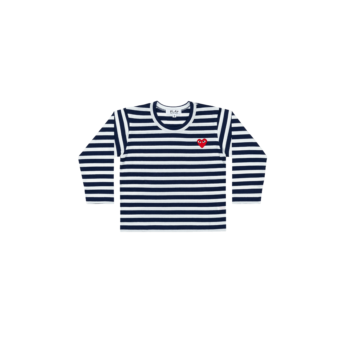 AX-T509-100-1 (Kids) Play Comme des Garcons Red Heart Border Long Sleeve Navy White