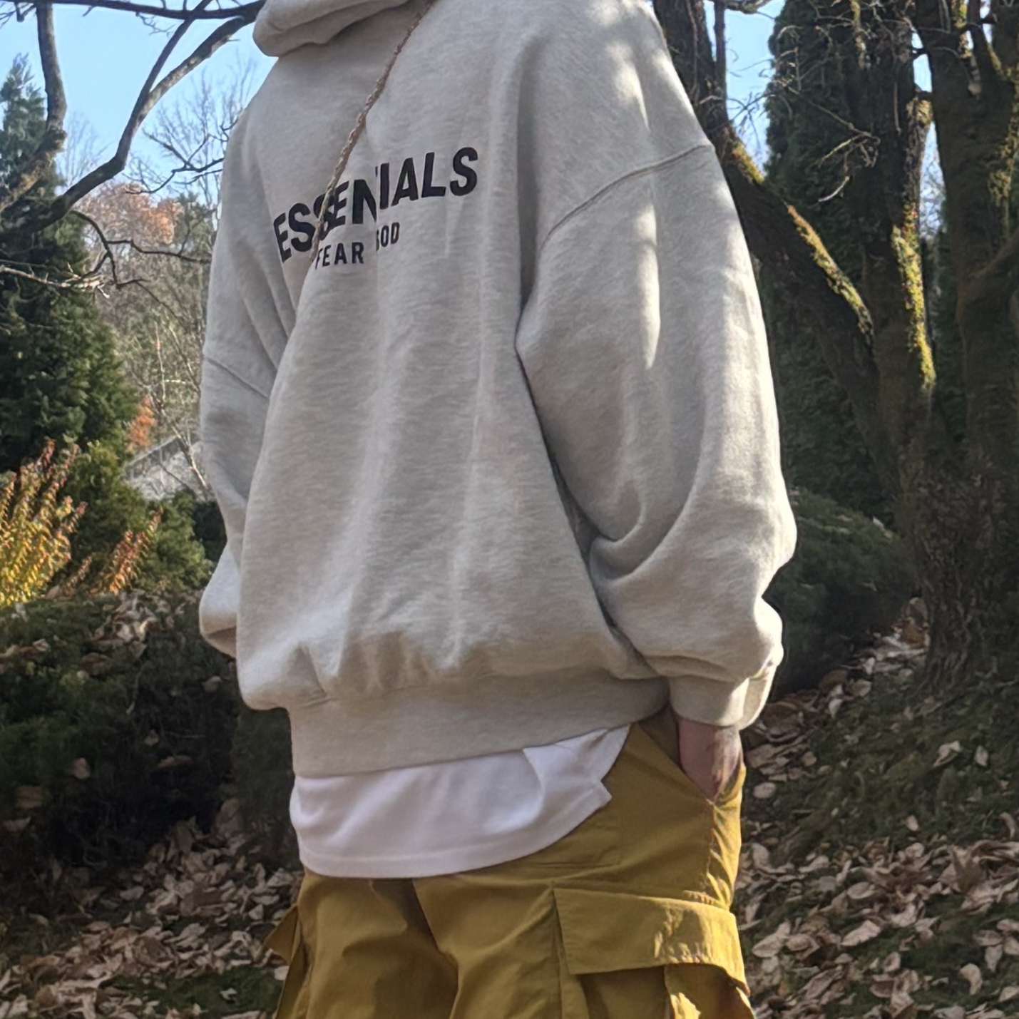 Essentials The Core Collection Hoodie Light Oatmeal 착용 스타일 - 1