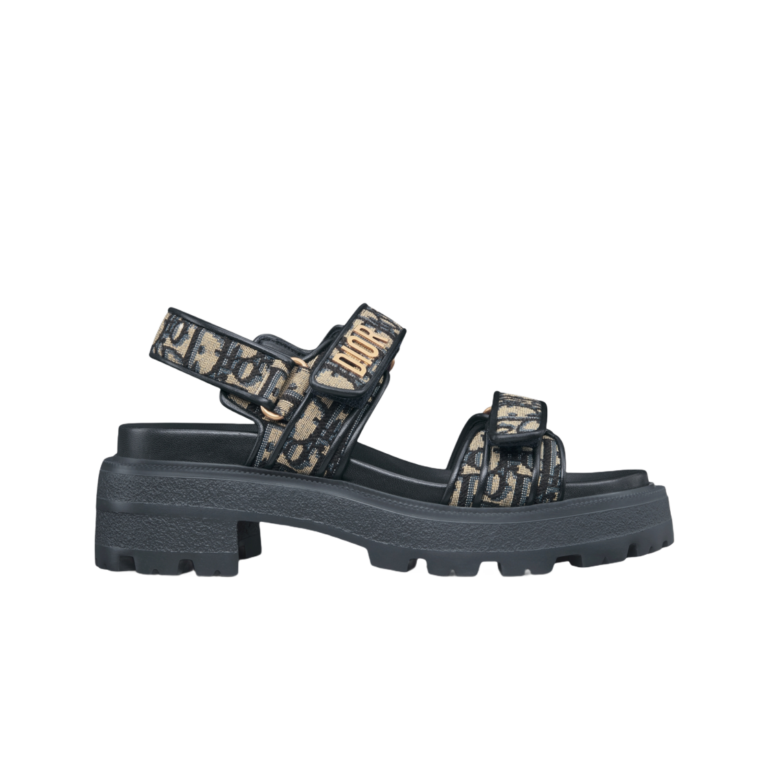 (W) 디올 디올액트 플랫폼 샌들 코튼 자수 디올 오블리크 모티프 딥 블루((W) Dior Dioract Platform Sandal Cotton Embroidered with Dior Oblique Motif Deep Blue) - 1