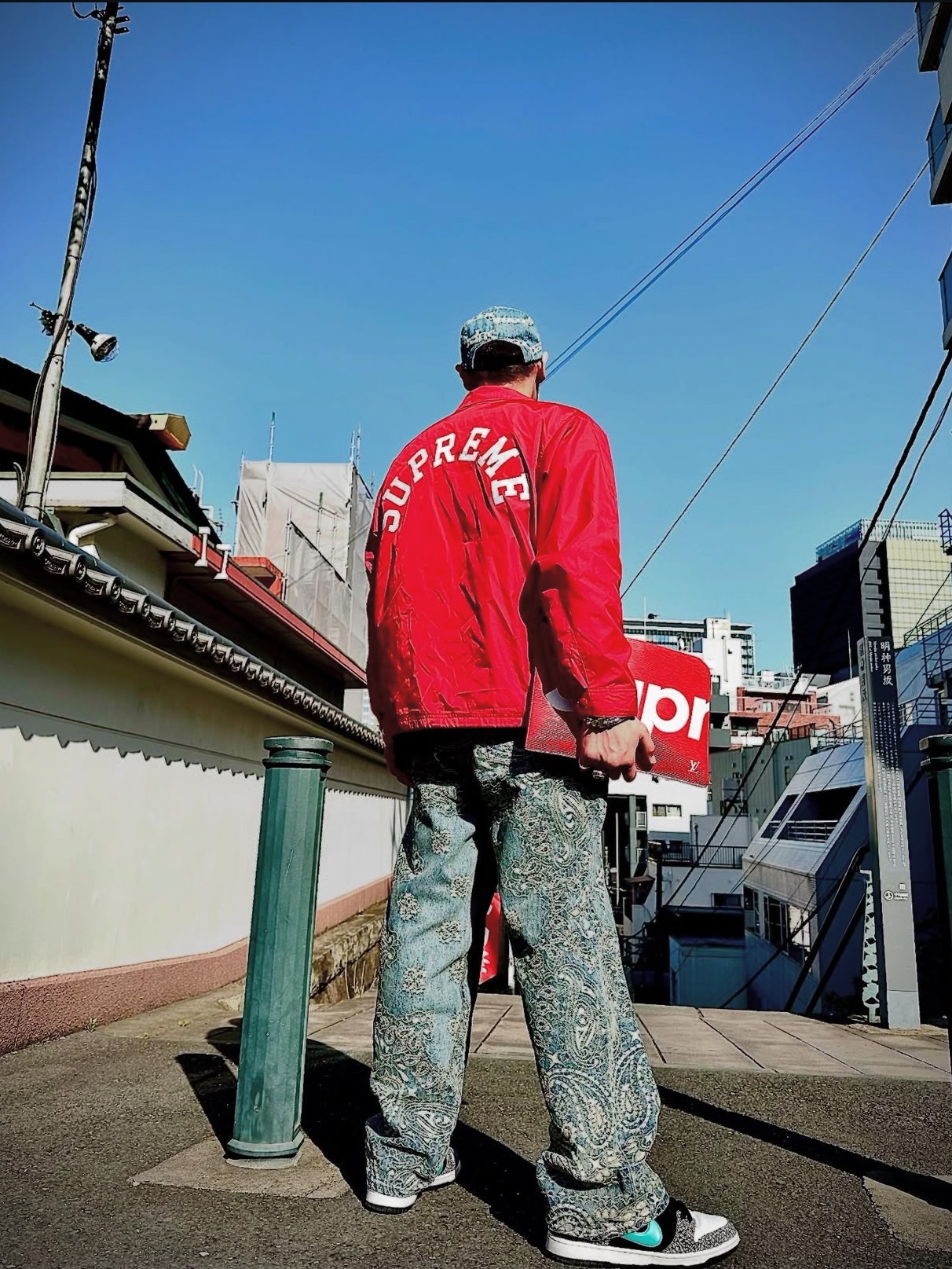 Supreme x Champion Coaches Jacket Red - 24SS 착용 스타일 - 1