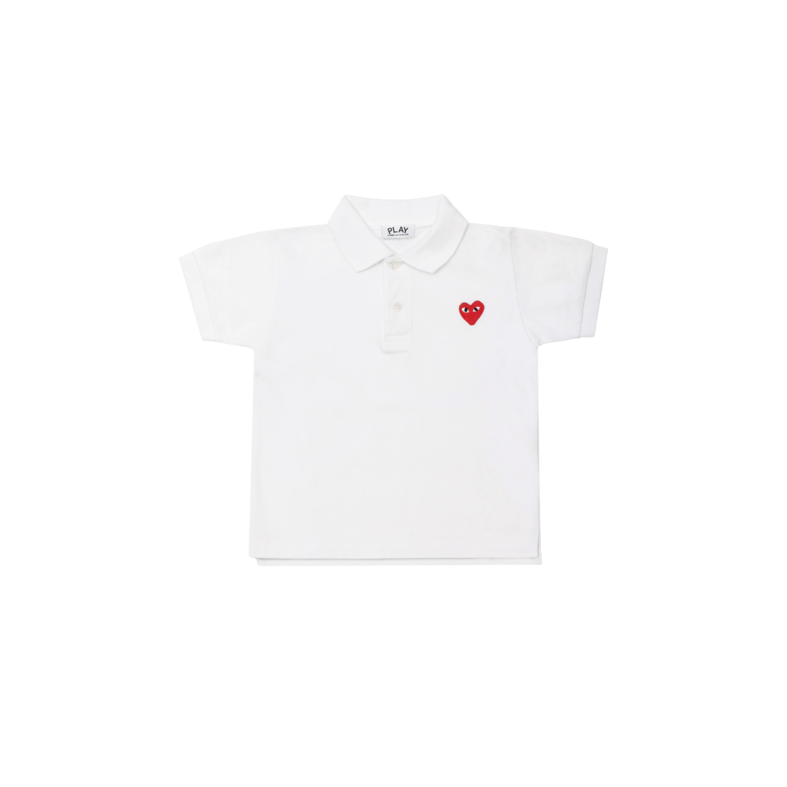 (키즈) 플레이 꼼데가르송 레드 하트 폴로 셔츠 화이트((Kids) Play Comme des Garcons Red Heart Polo Shirt White)