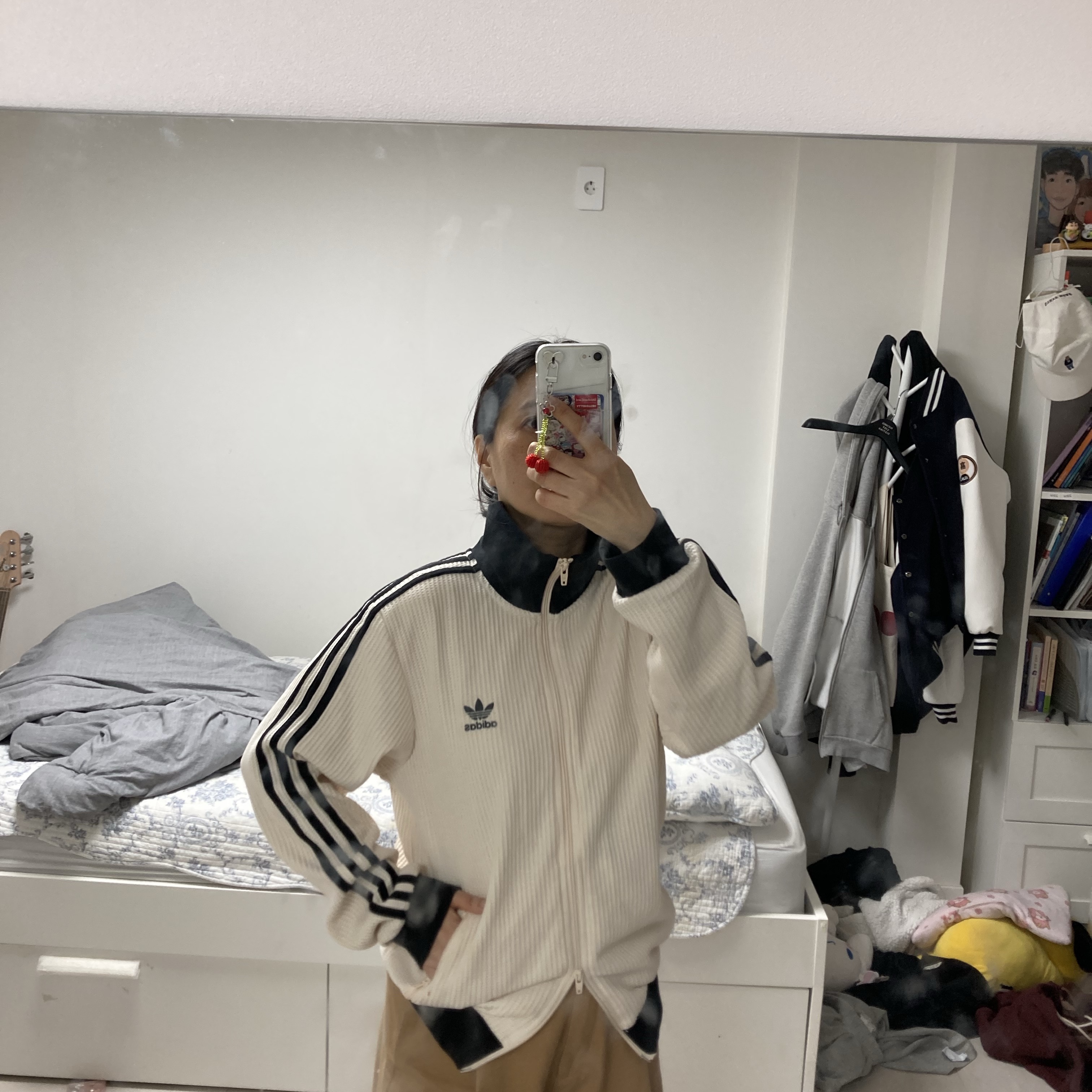Adidas Waffle Beckenbauer Track Top Wonder White - KR Sizing 착용 스타일