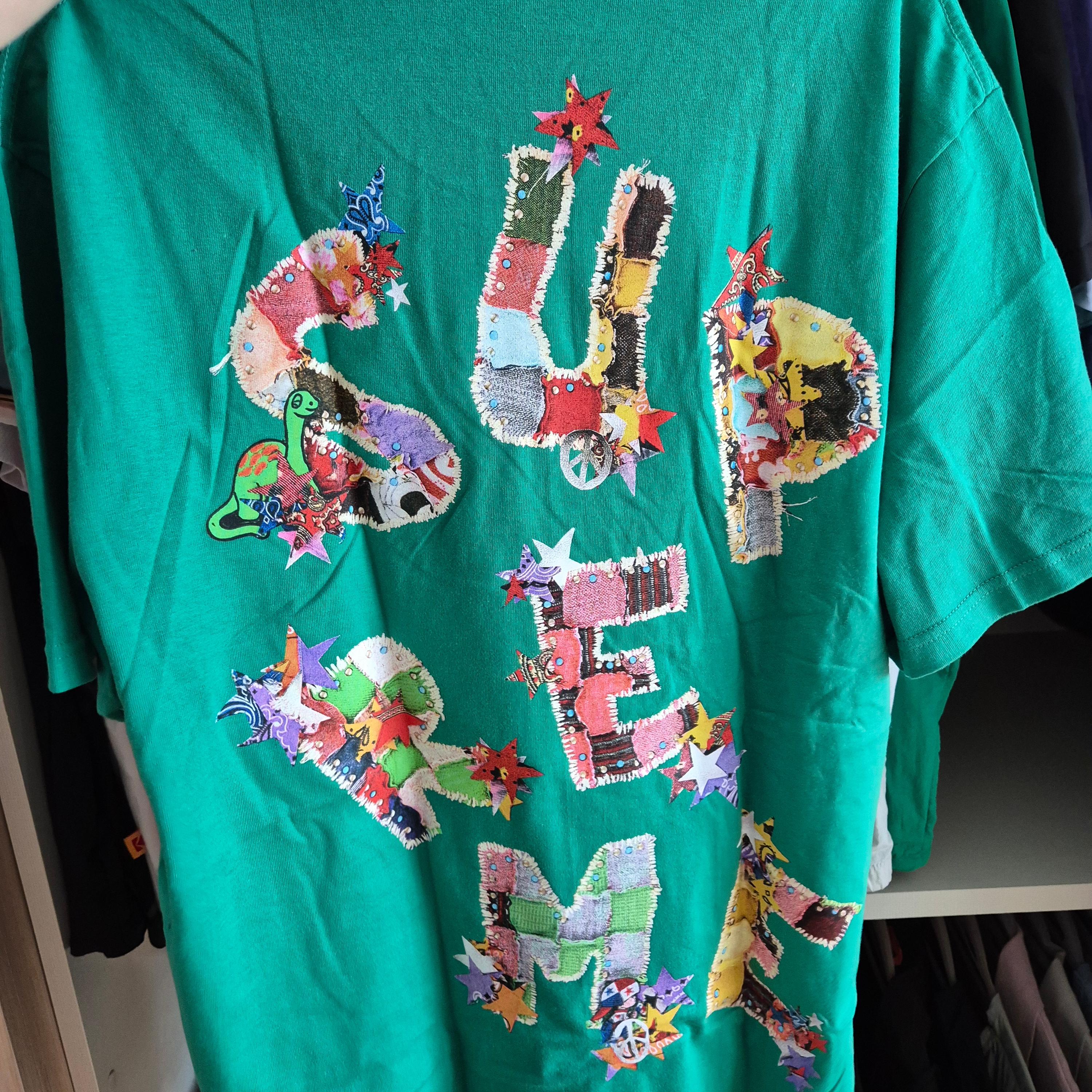Supreme Patchwork T-Shirt Green - 24SS 착용 스타일