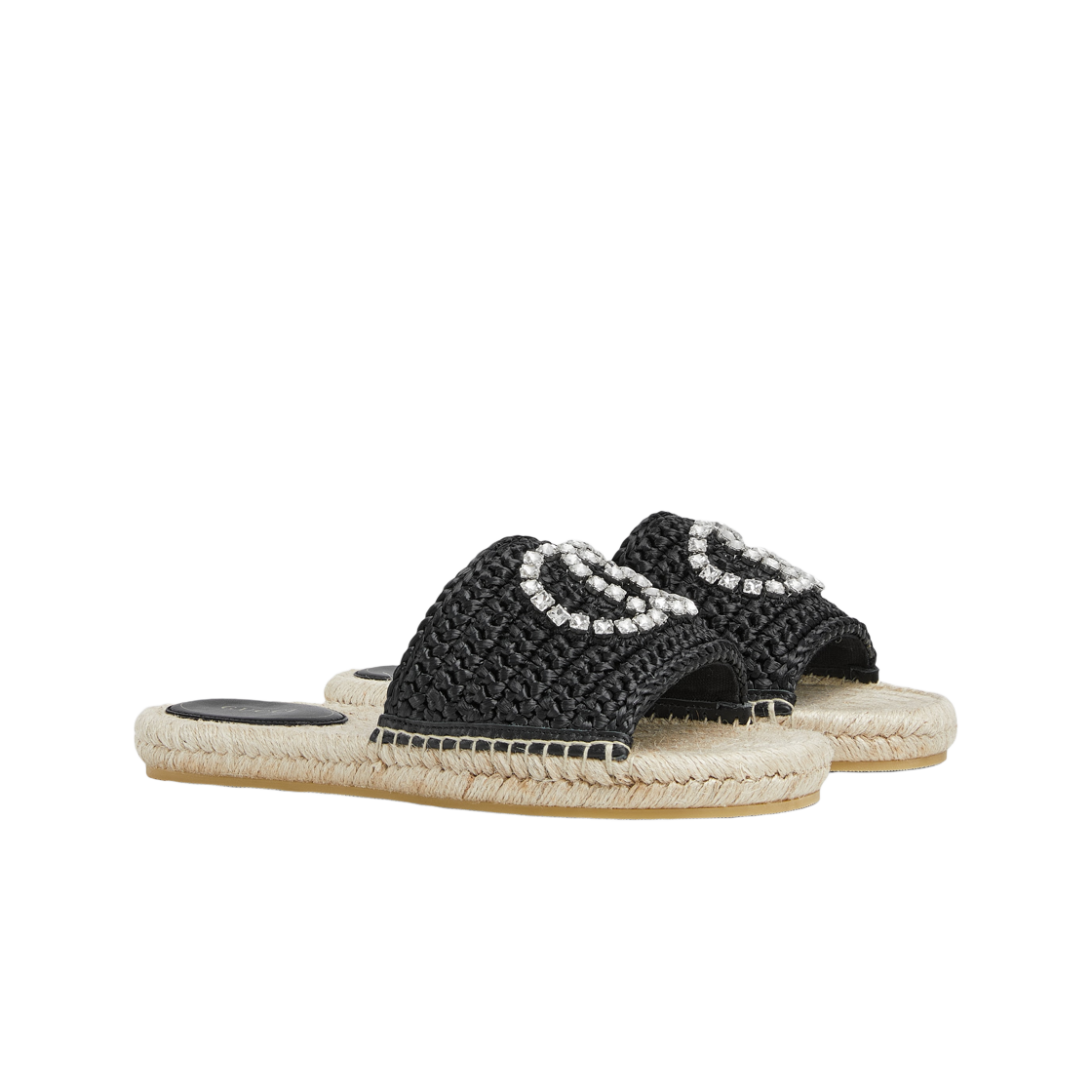 (W) 구찌 인터로킹 G 에스파드리유 블랙 라피아((W) Gucci Interlocking G Espadrille Black Raffia) - 2