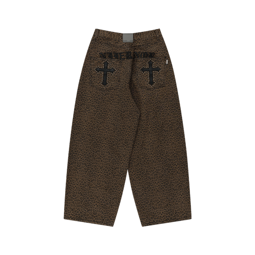 25NNSSBPTF001LE NIIER NOR Back-Cross Damaged Wide Pants Leopard