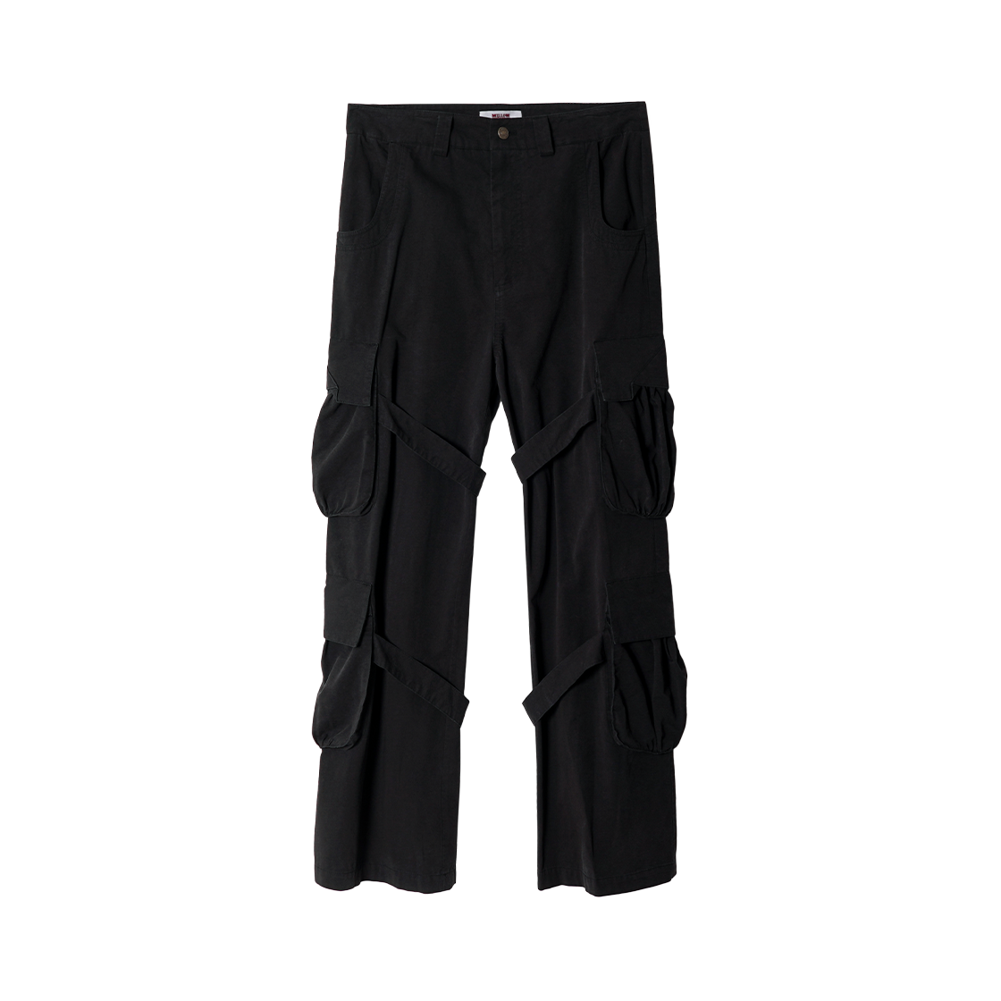 멜로우 블리치드 스트랩 카고 팬츠 블랙(MELLOW Bleached Strap Cargo Pants Black)