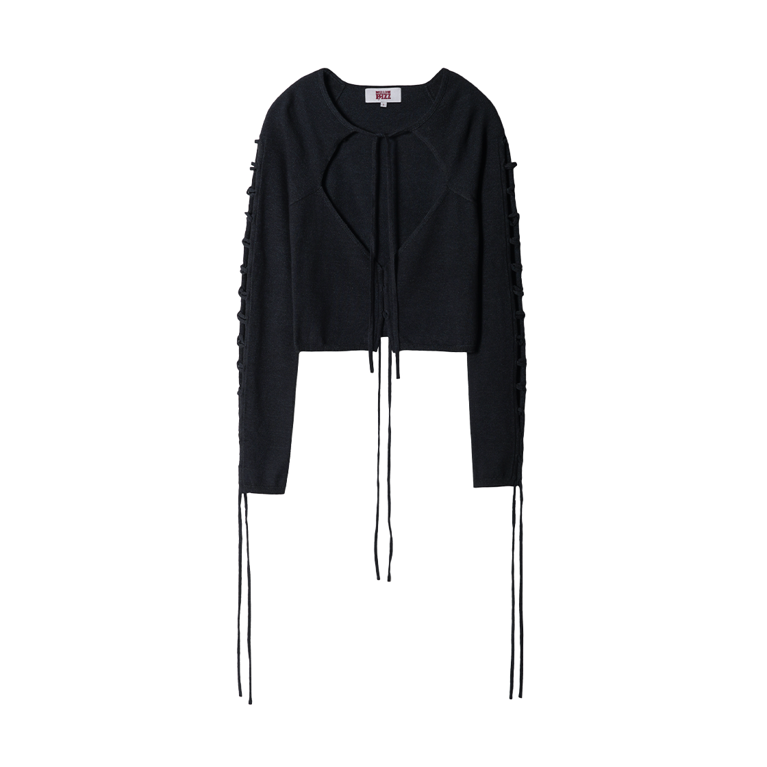ML252KCD01WBLK MELLOW Lace-Up String Cardigan Black