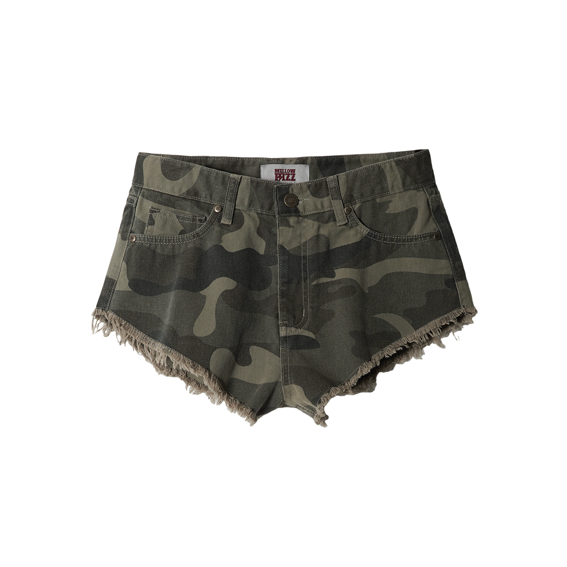 멜로우 디스트레스드 마이크로 데님 쇼츠 팬츠 카키(MELLOW Distressed Micro Denim Shorts Pants Khaki)