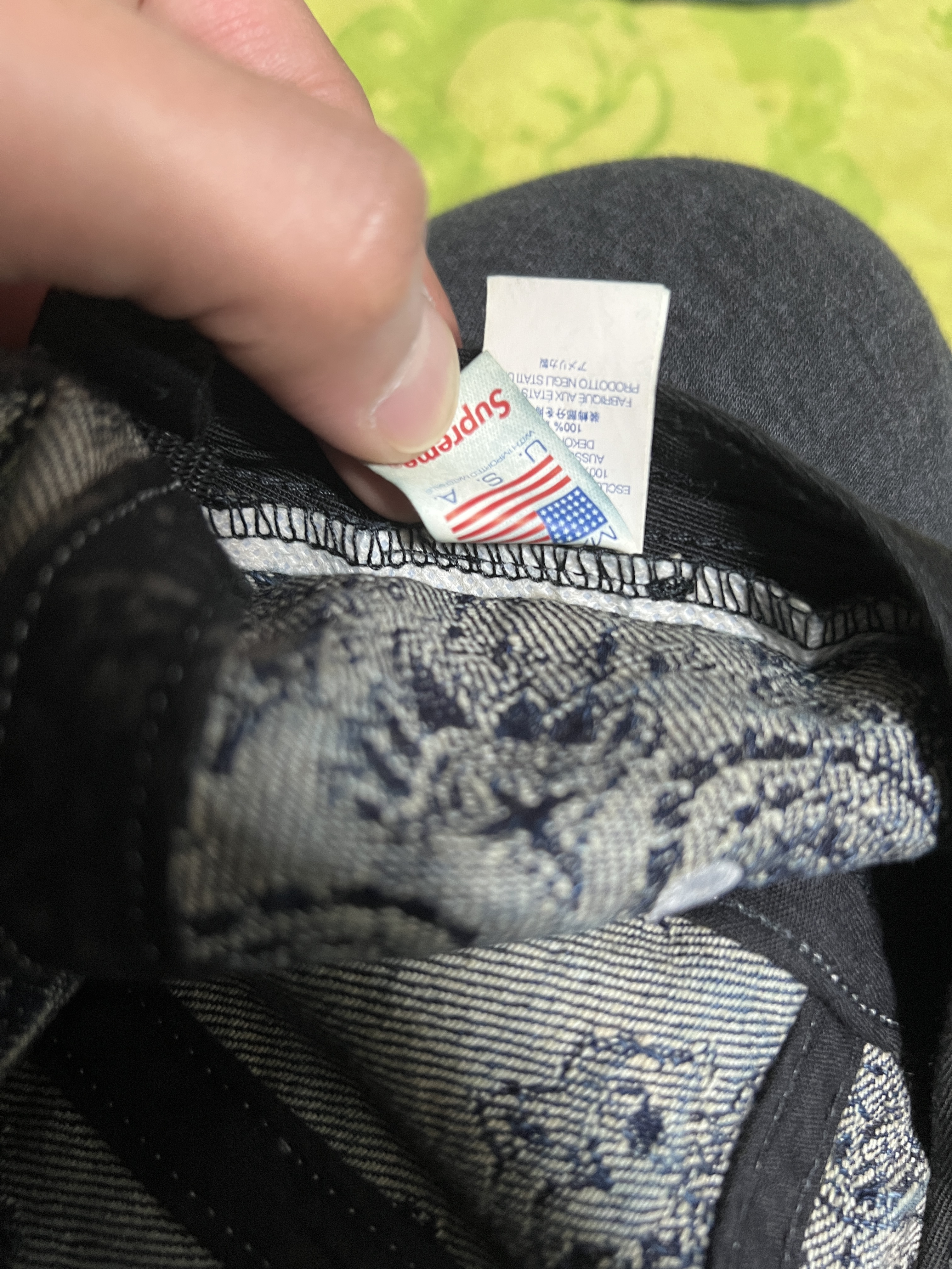 Supreme Bandana Jacquard Denim Camp Cap Blue - 25SS 착용 스타일 - 7