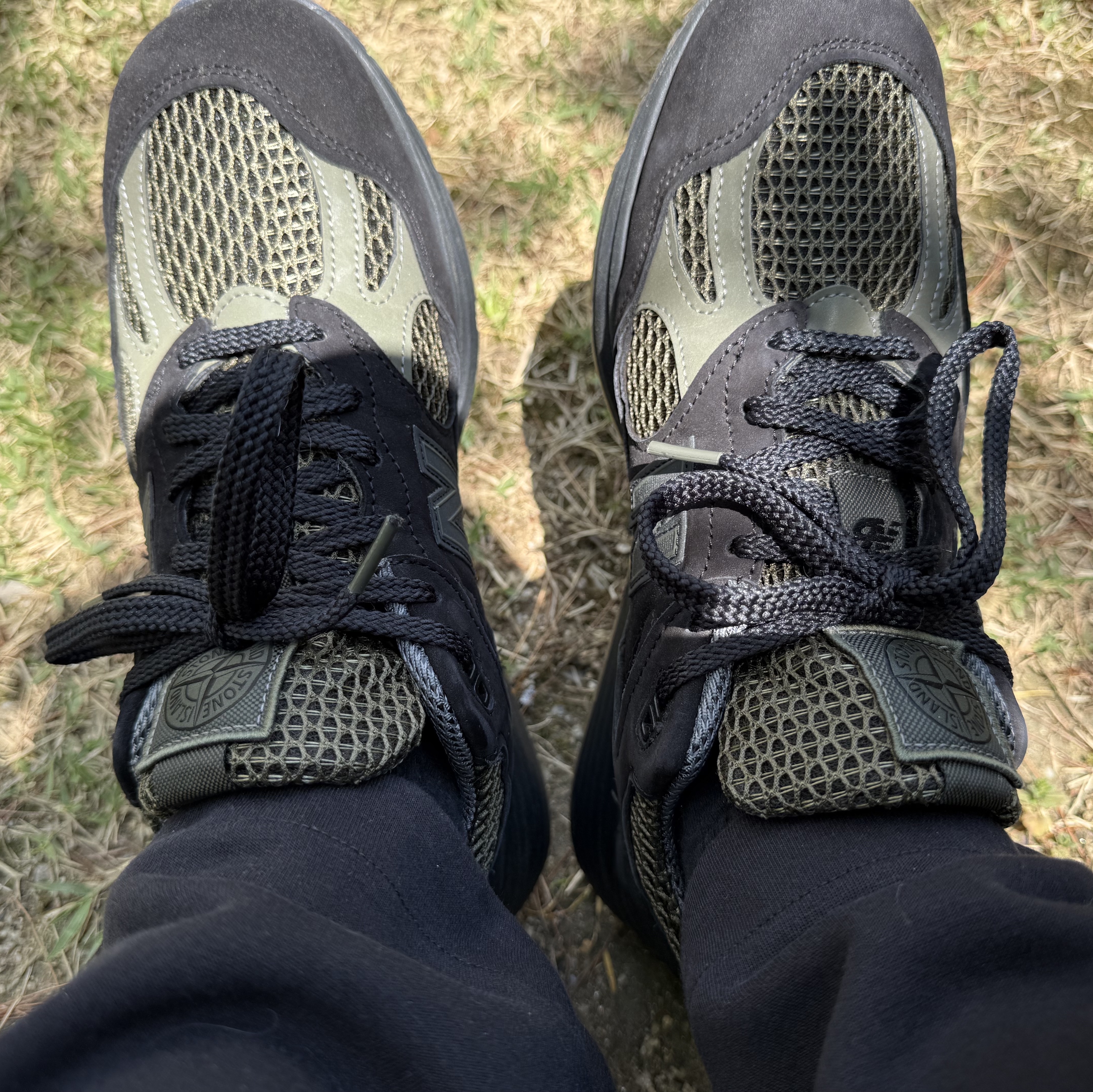 New Balance x Stone Island 991v2 Made in UK Black Olive Night 착용 스타일
