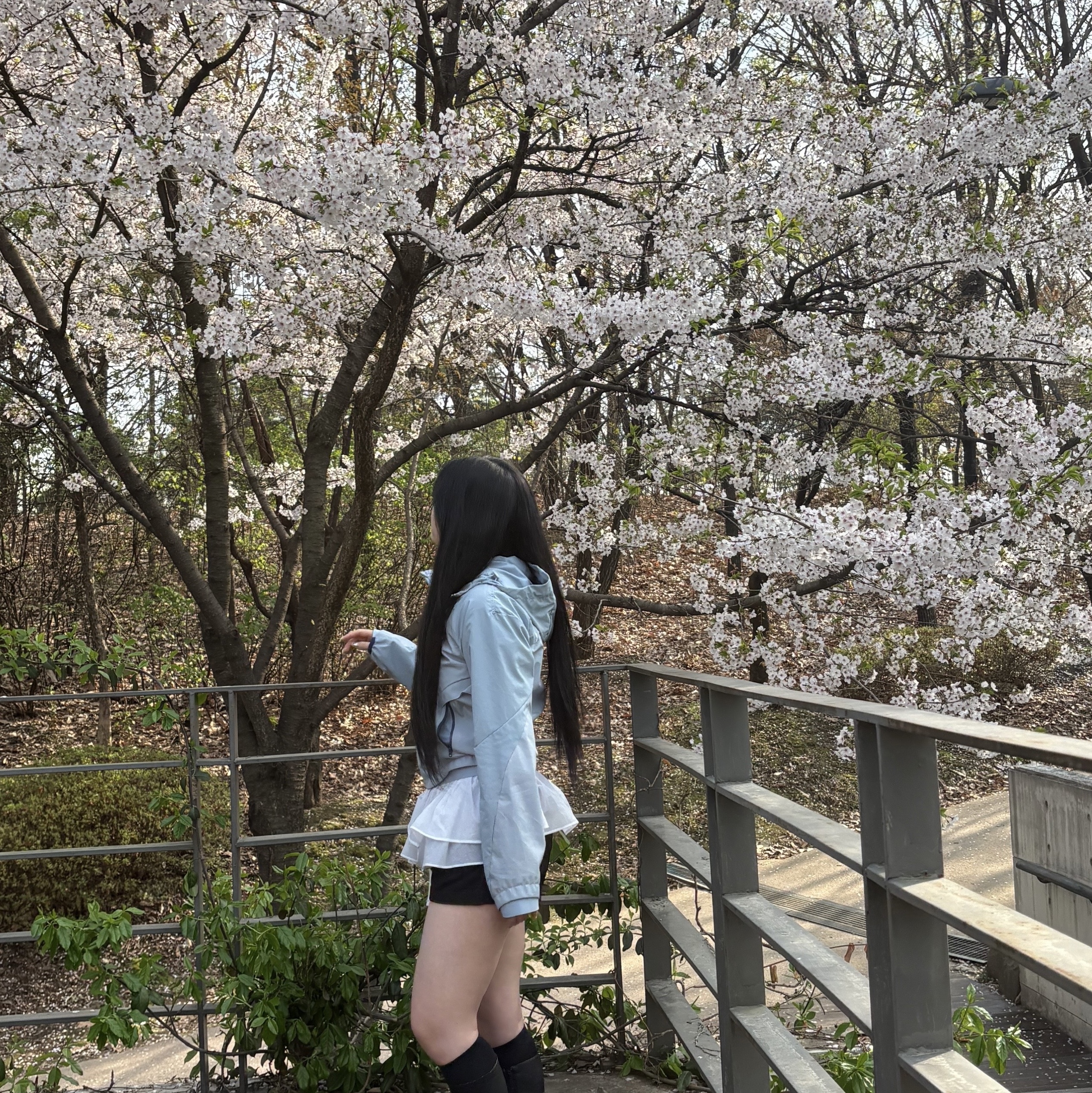 OJOS Paneled Crop Shell Jacket Stone Blue, Diesel 1DR Mini Bag Plaque White 착용 스타일 - 1