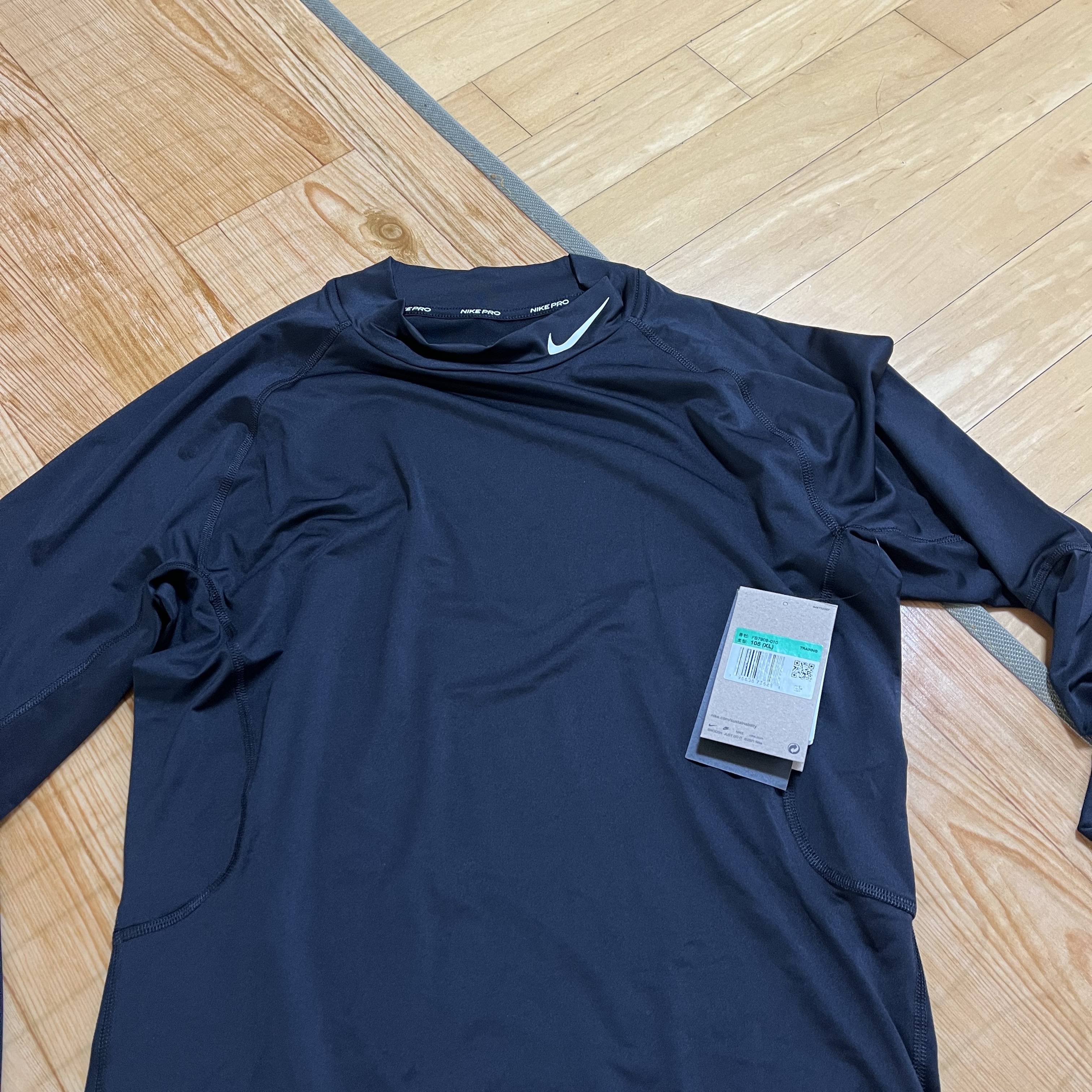 Nike Pro Dri-Fit Fitness Mock Neck Long Sleeve Top Black - Asia 착용 스타일