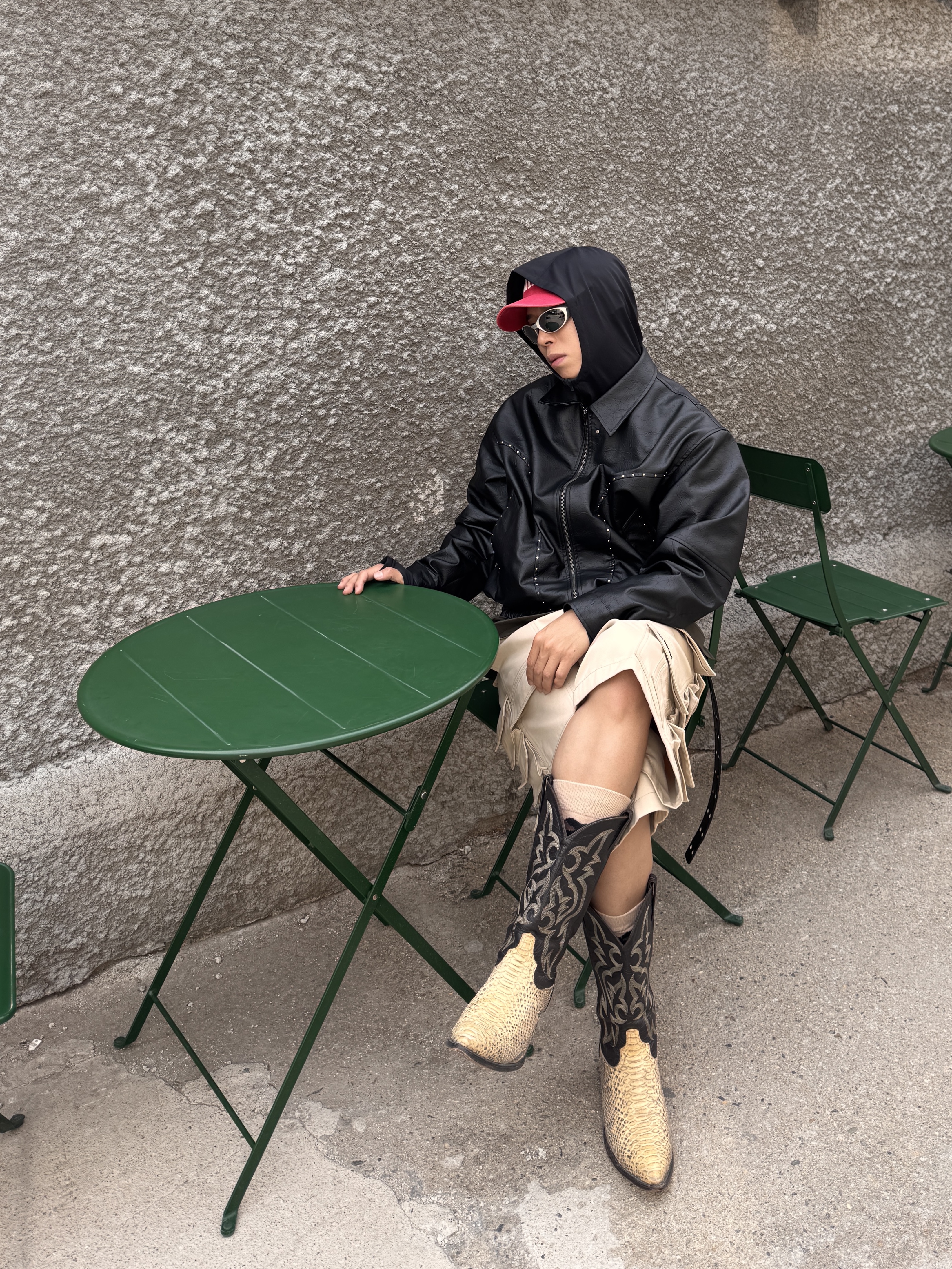 Oakley Eye Jacket Redux Silver Frame Prizm Black Polarized Lenses High Bridge Fit, MJD x Kamien Double Hole Belt Oak Brown 착용 스타일 - 1