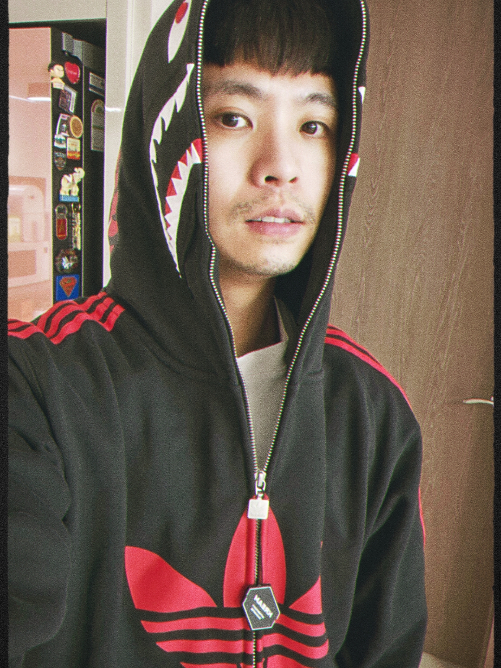 Adidas x BAPE Ultimate Shark Hoodie Black - KR Sizing 착용 스타일 - 1