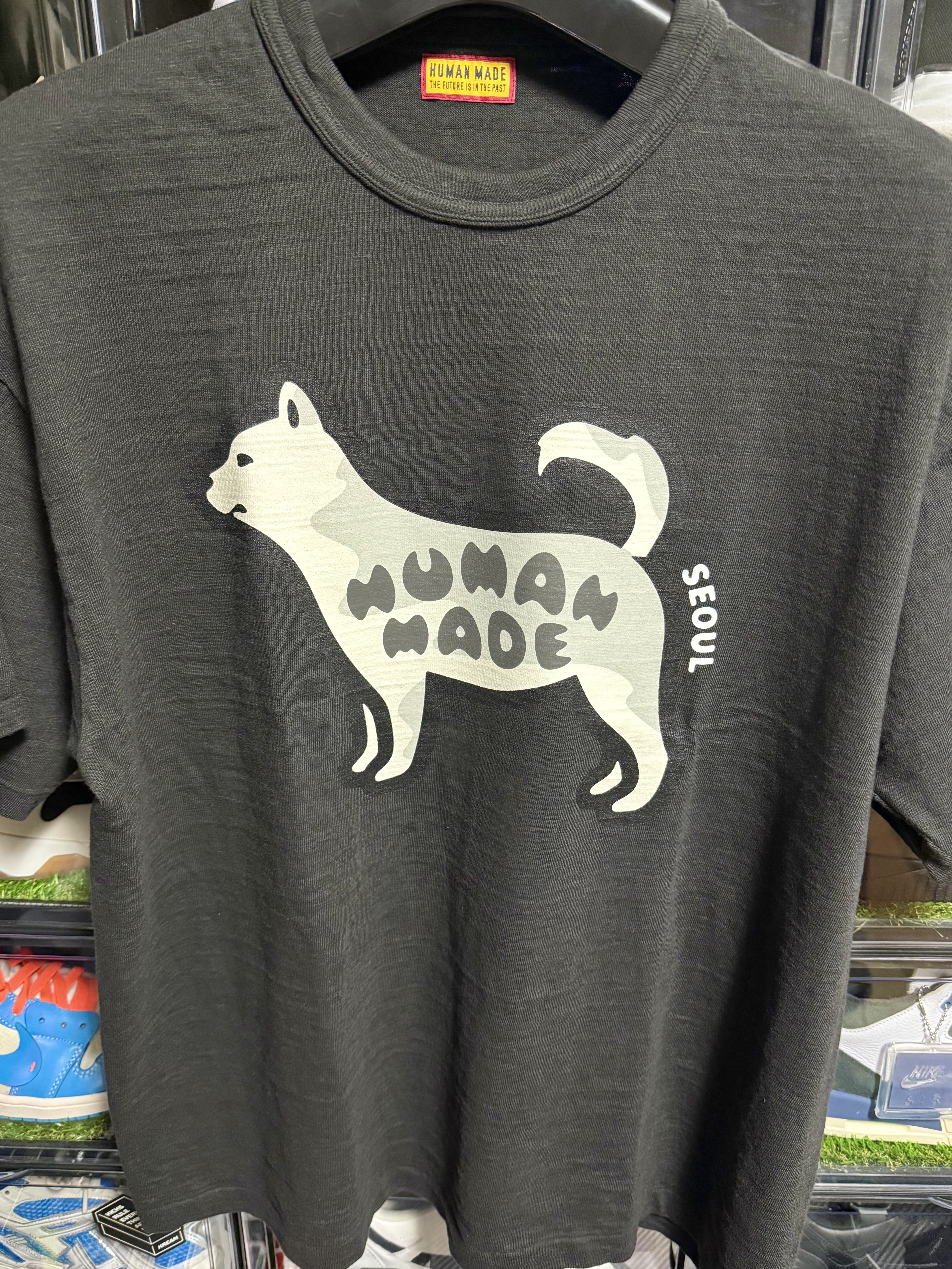 Human Made Animal Graphic T-Shirt Jindo Dog Black - Seoul Store Exclusive 착용 스타일 - 1