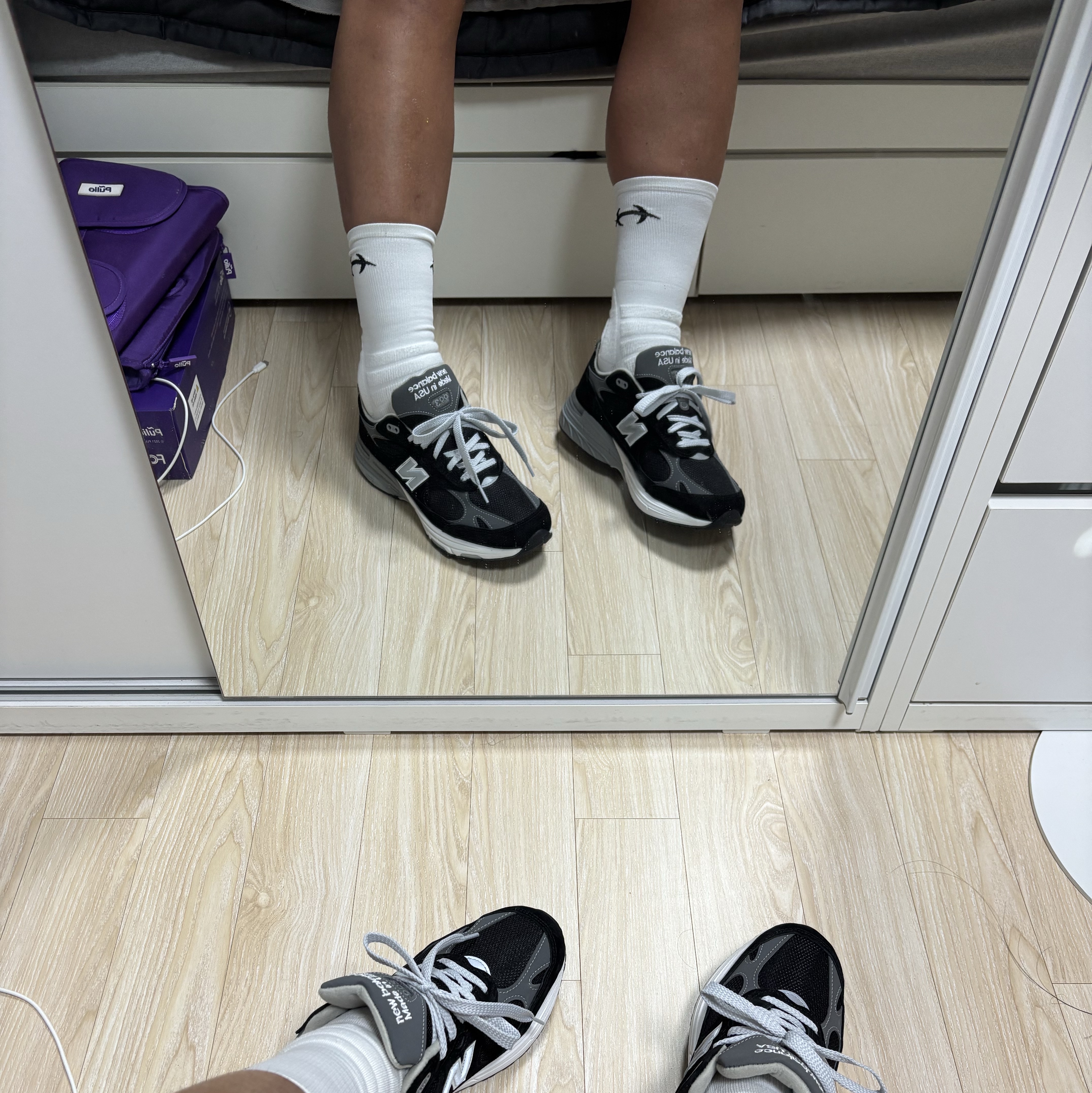 New Balance 993 Made in USA Black - D Standard 착용 스타일