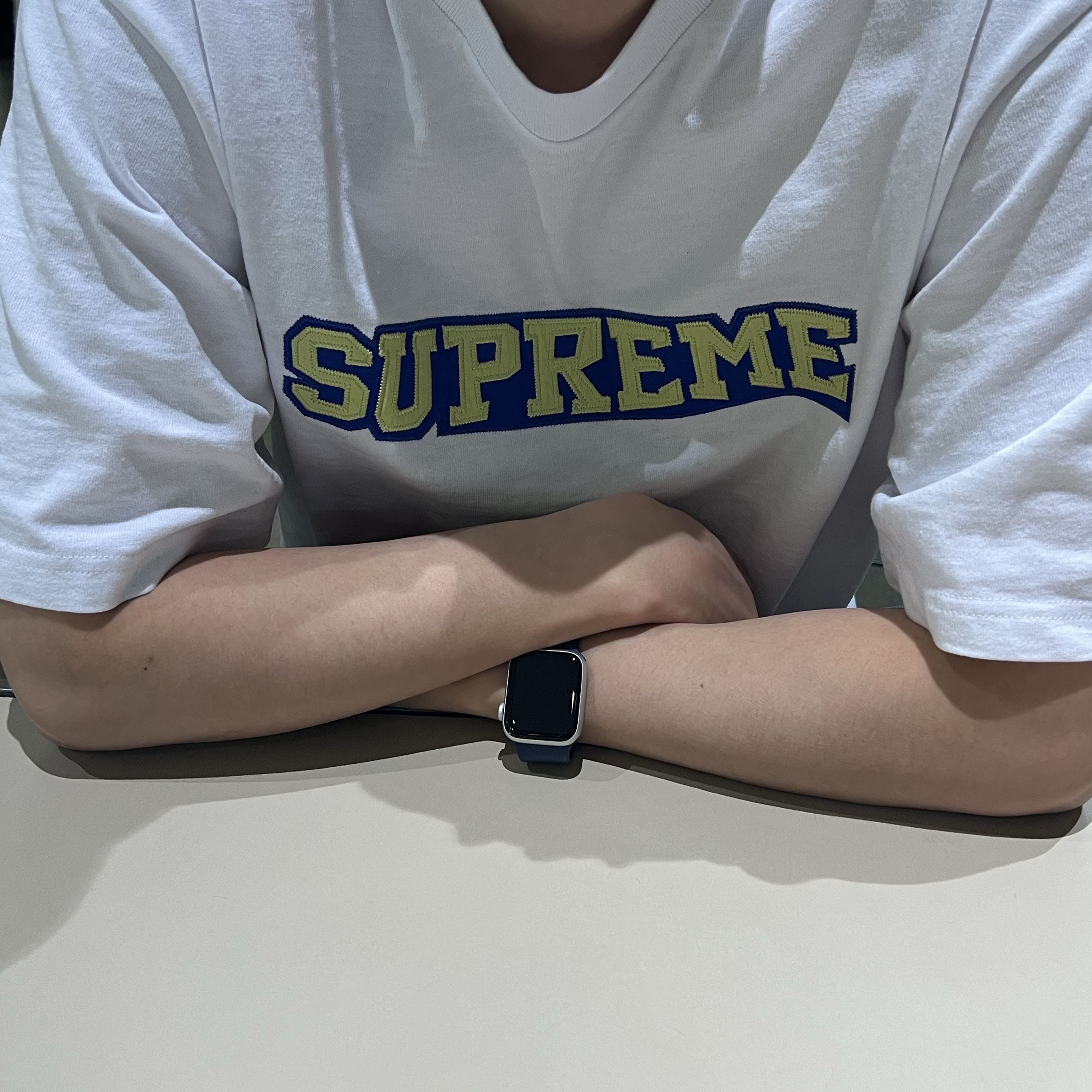 Supreme Satin Applique S/S Top White - 25SS 착용 스타일