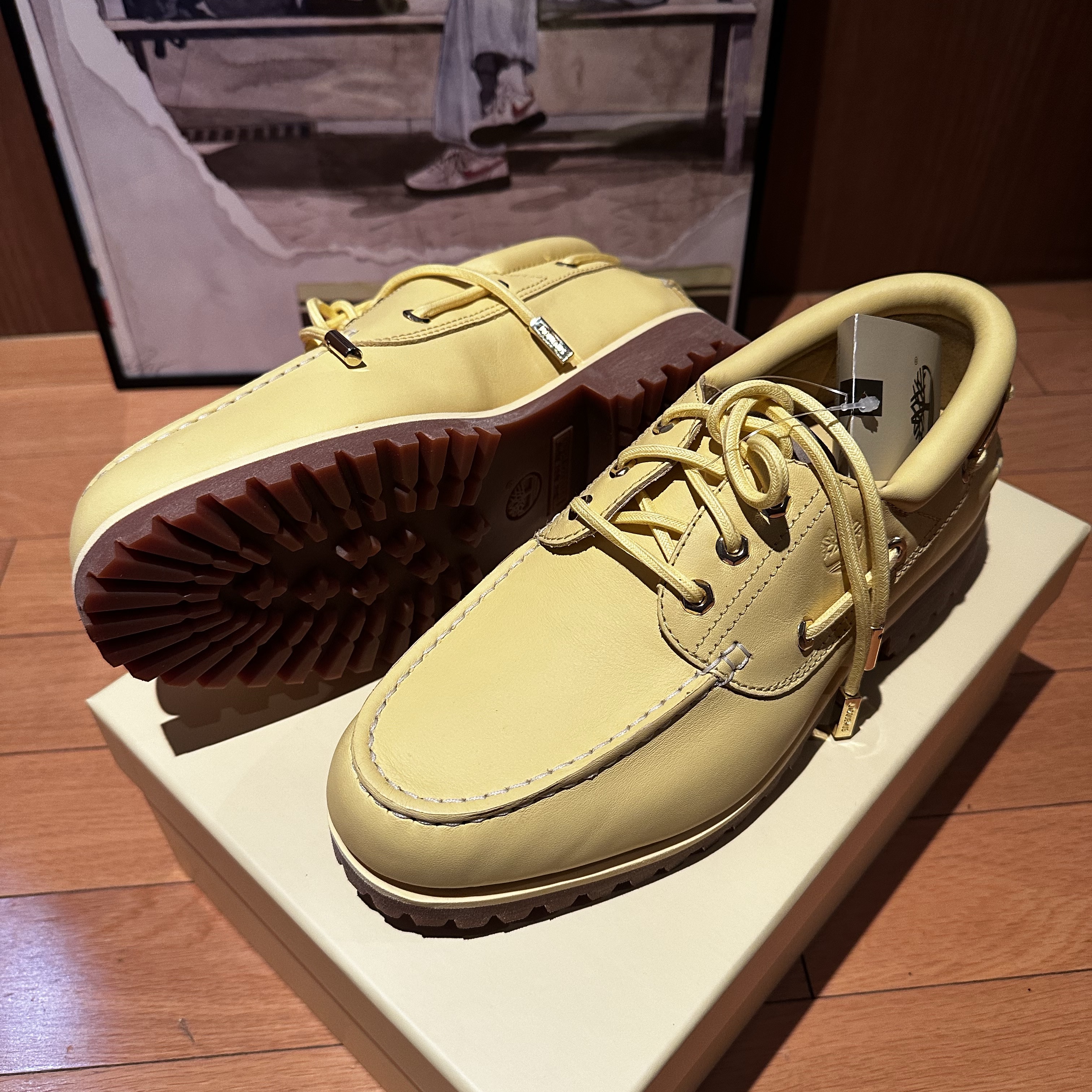 Timberland x Jacquemus 3-Eye Lug Boat Shoes Yellow - Wide 착용 스타일 - 5