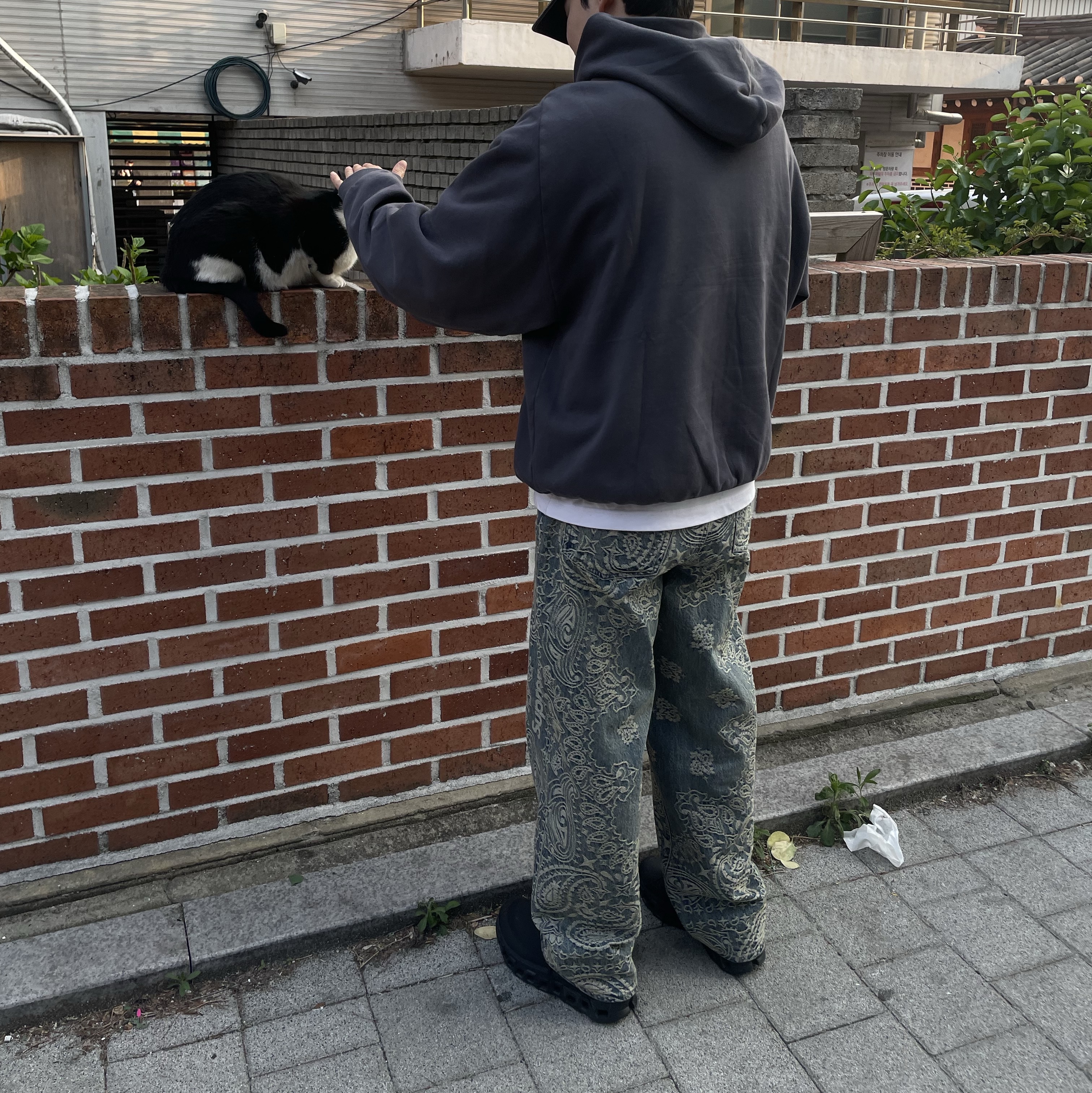 Supreme Bandana Jacquard Baggy Jean Blue - 25SS 착용 스타일 - 5