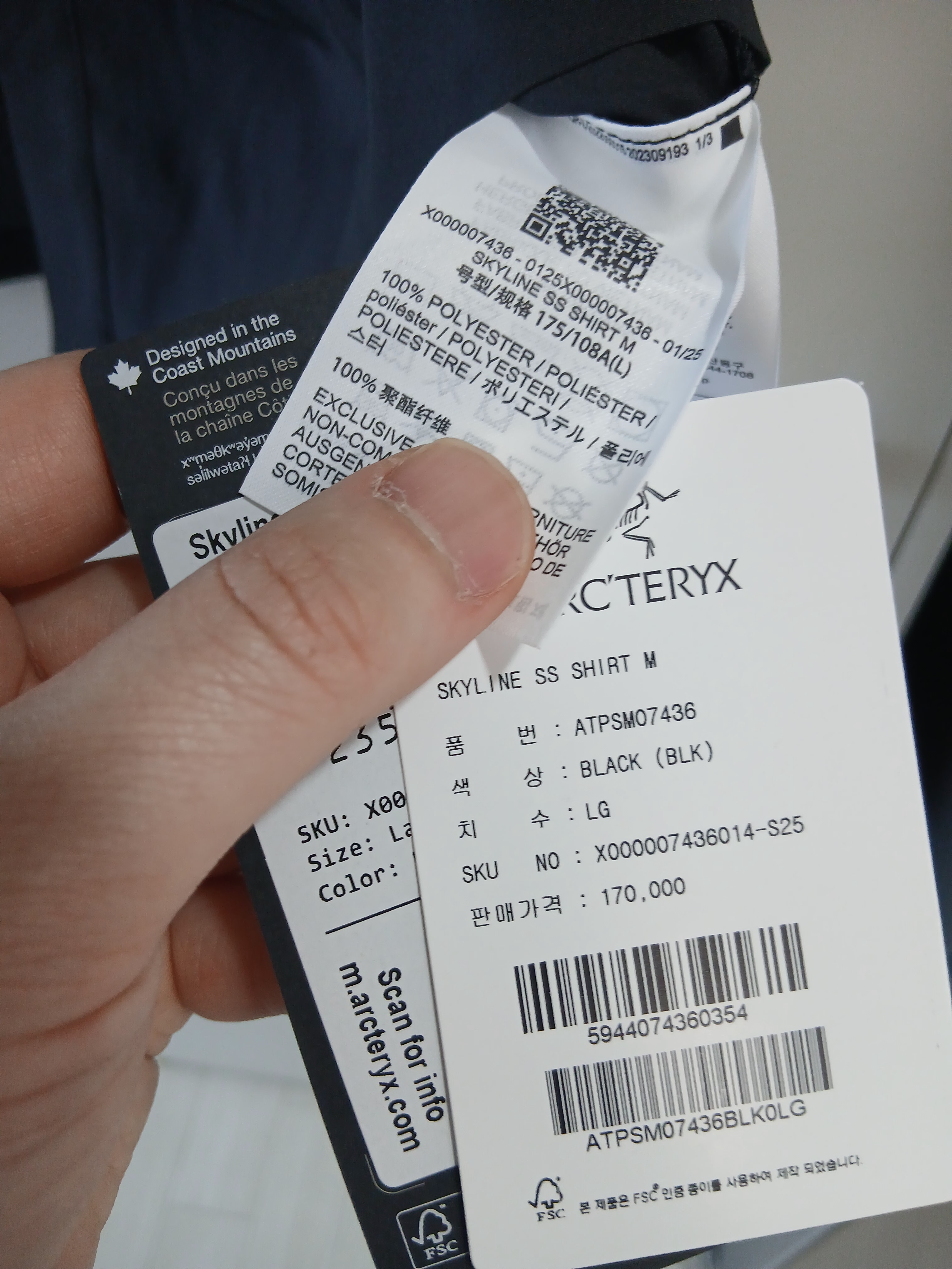 Arc'teryx Skyline LS Shirts Black 착용 스타일 - 3