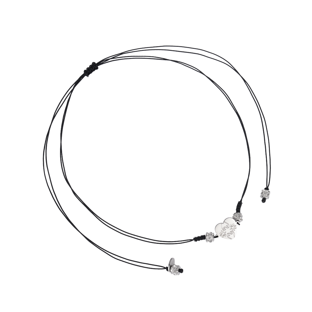 엔프프 더블라인 하트 네클리스 실버