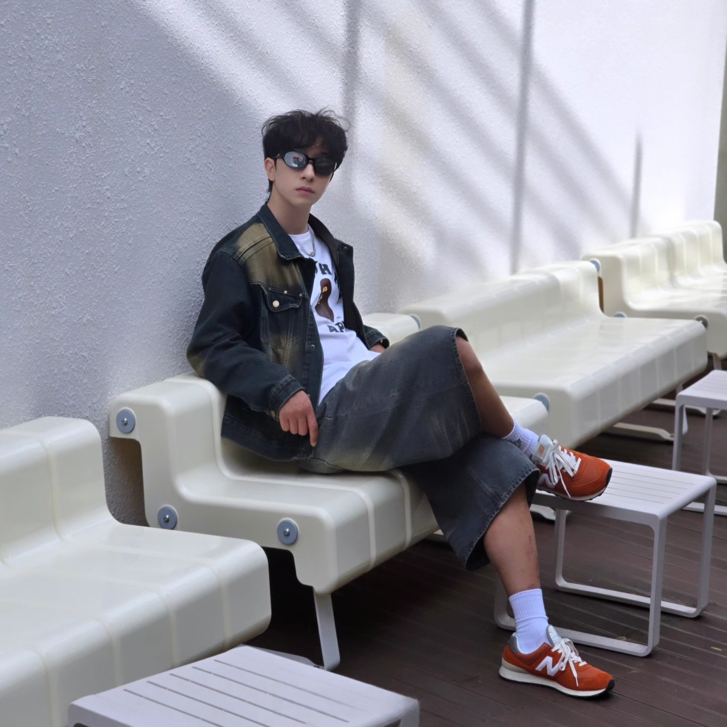 Diesel Dx1446 Red Enamel Stainless Steel Chain Necklace Silver, BAPE Ninja College T-Shirt White 착용 스타일 - 1