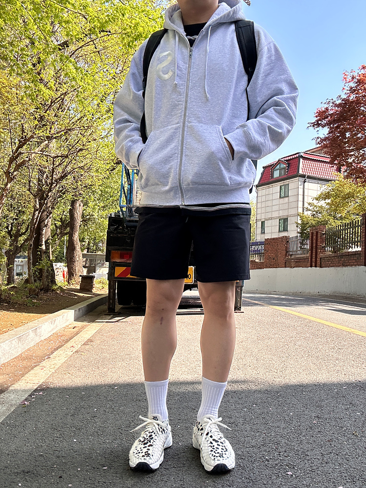 (W) Nike Air Footscape Woven Sail and Black, Supreme S Logo Zip Up Hooded Sweatshirt Ash Grey - 24FW 착용 스타일 - 2