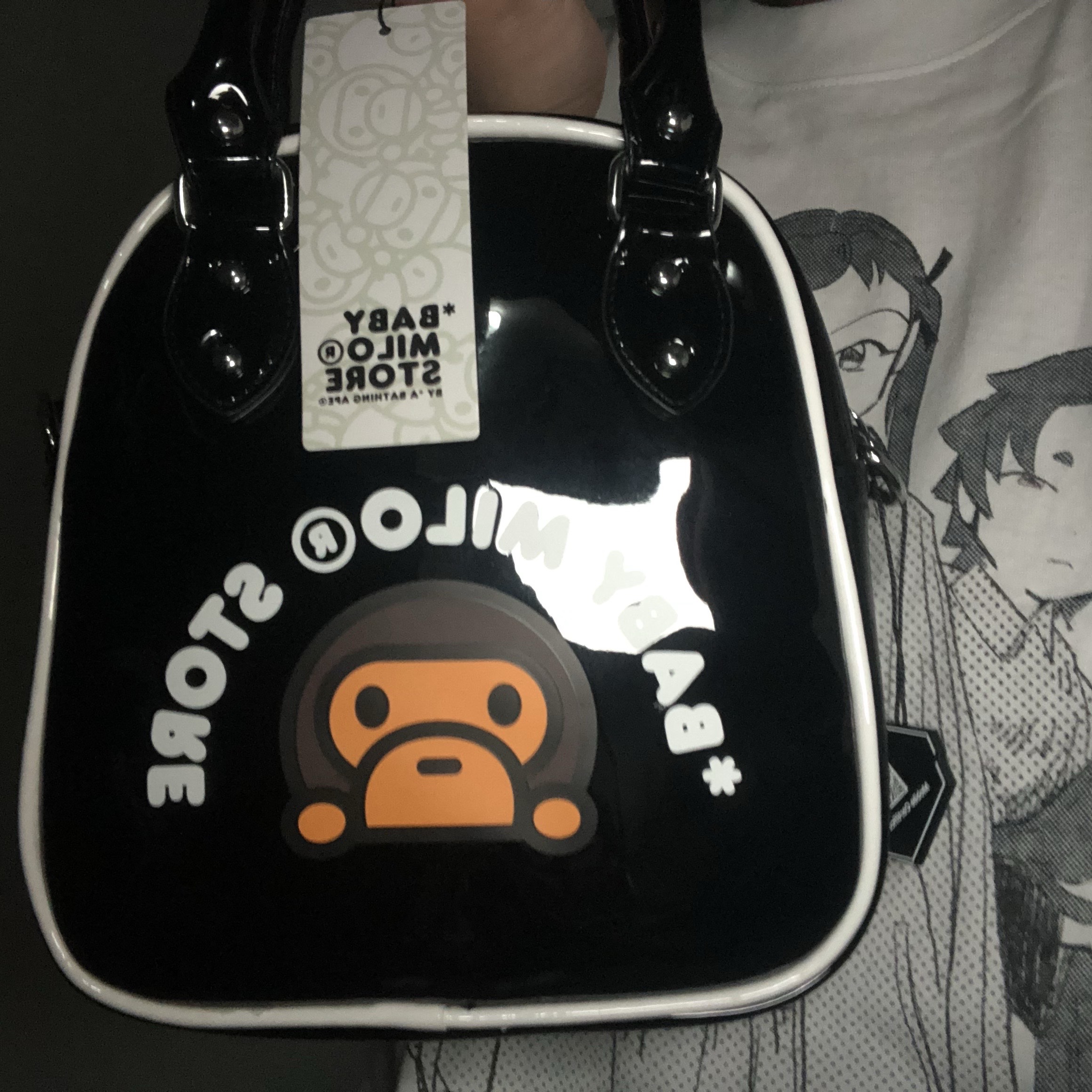 BAPE Baby Milo Bowlingtas Black 착용 스타일 - 1